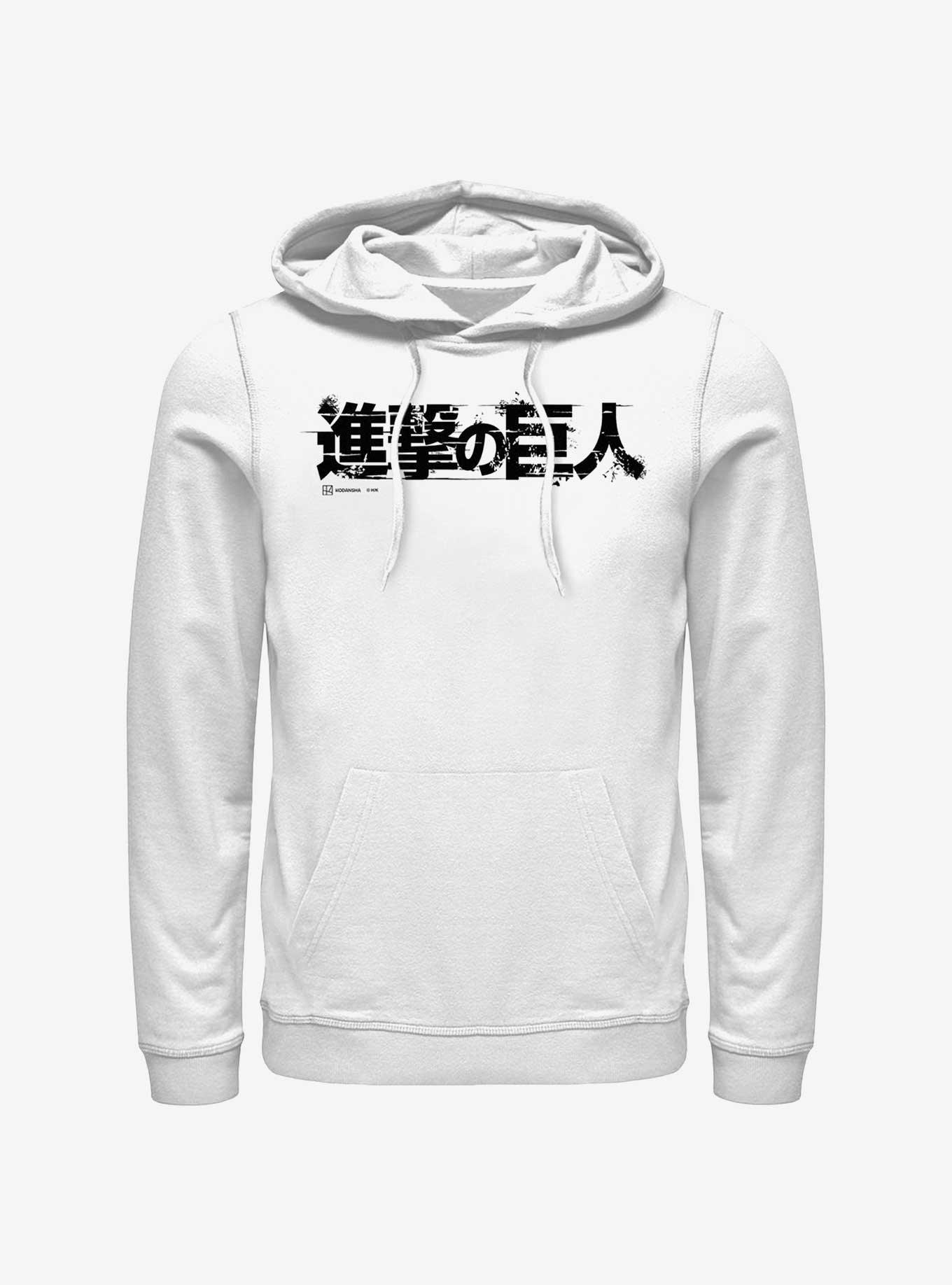 Attack On Titan Japanese Logo Hoodie, WHITE, hi-res