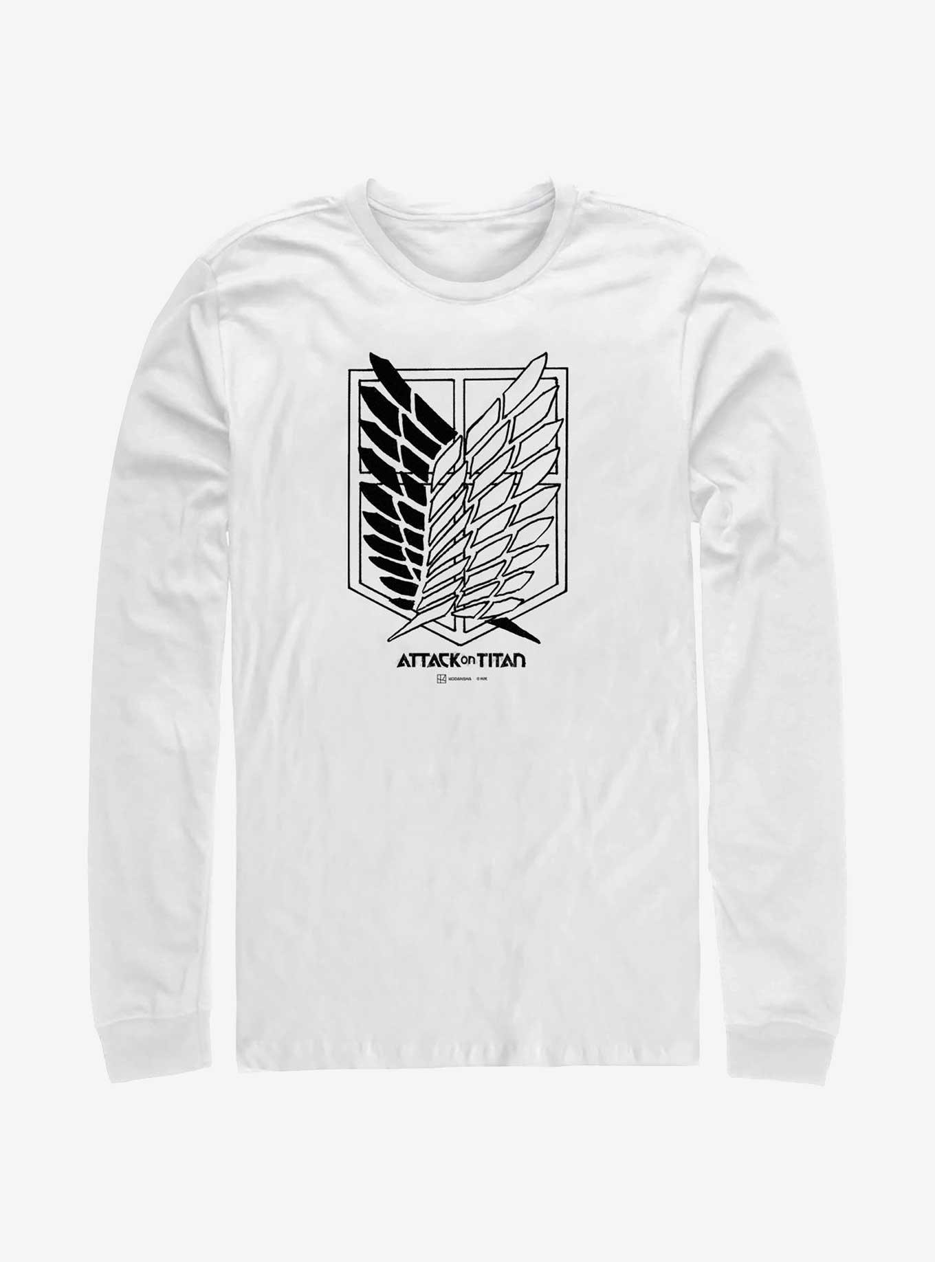 Attack On Titan Scout Regiment Title Logo Long-Sleeve T-Shirt, WHITE, hi-res