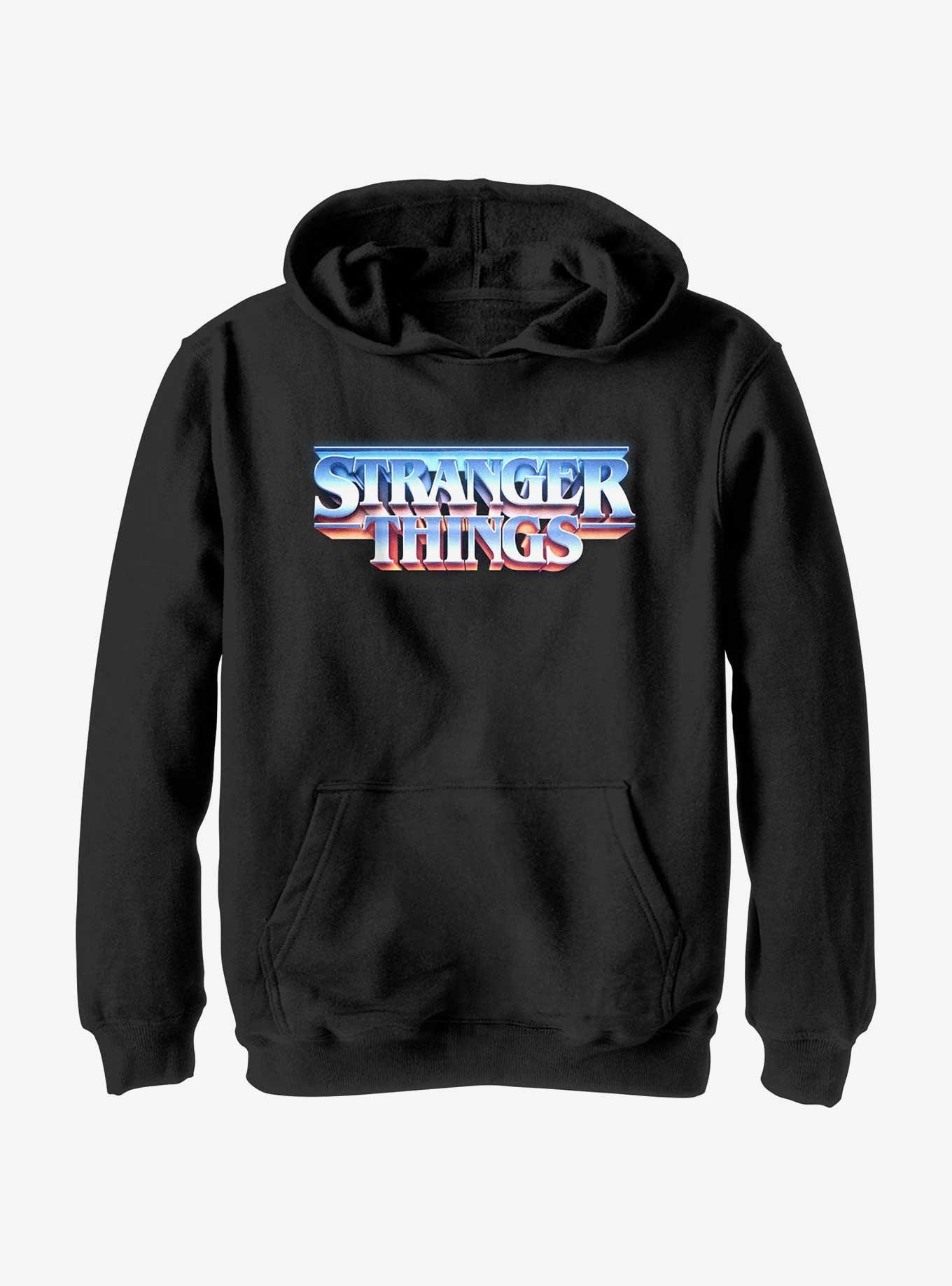 Stranger Things Metal Retro Logo Youth Hoodie, BLACK, hi-res