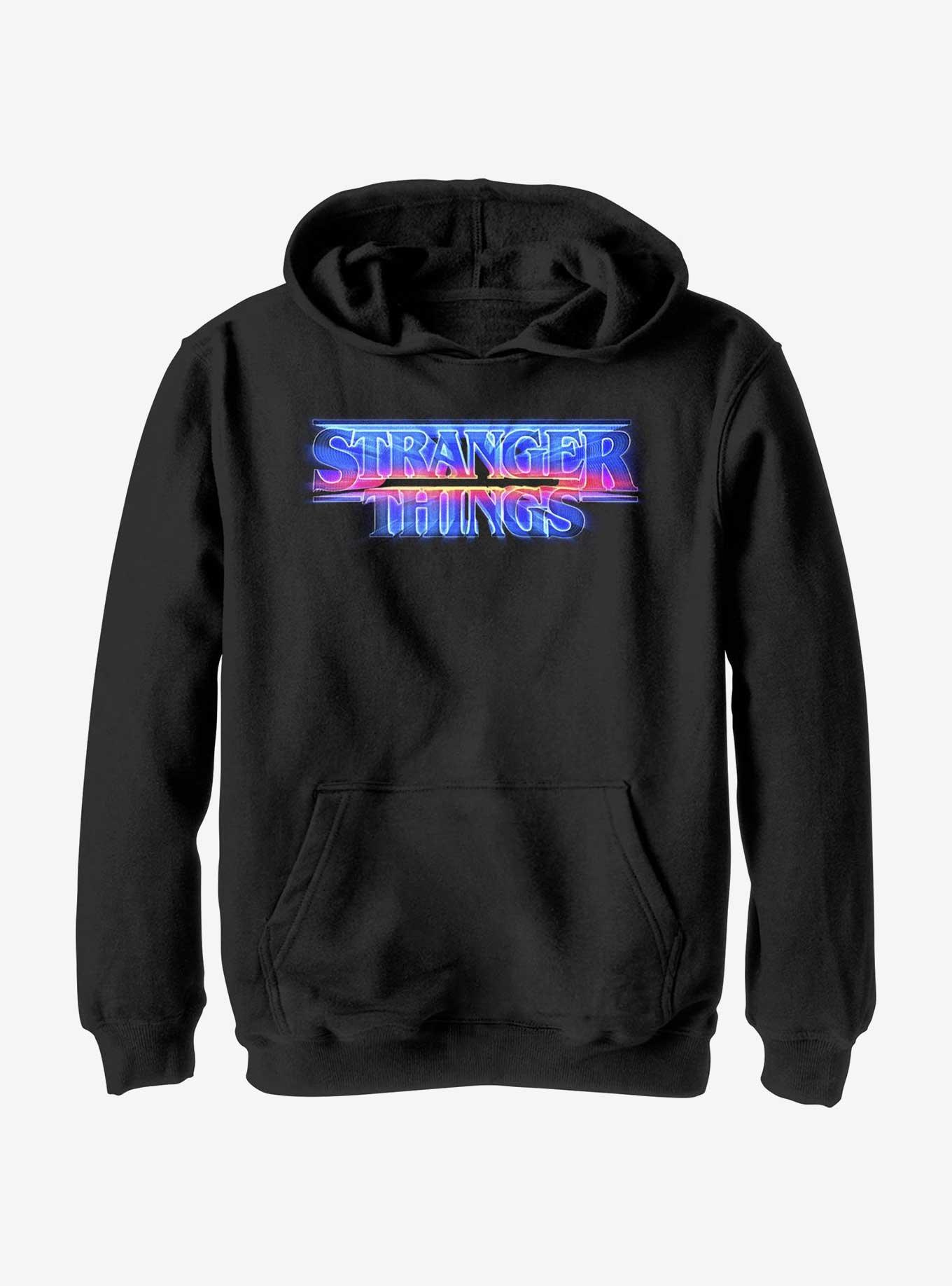 Stranger Things Retro Logo Youth Hoodie, BLACK, hi-res