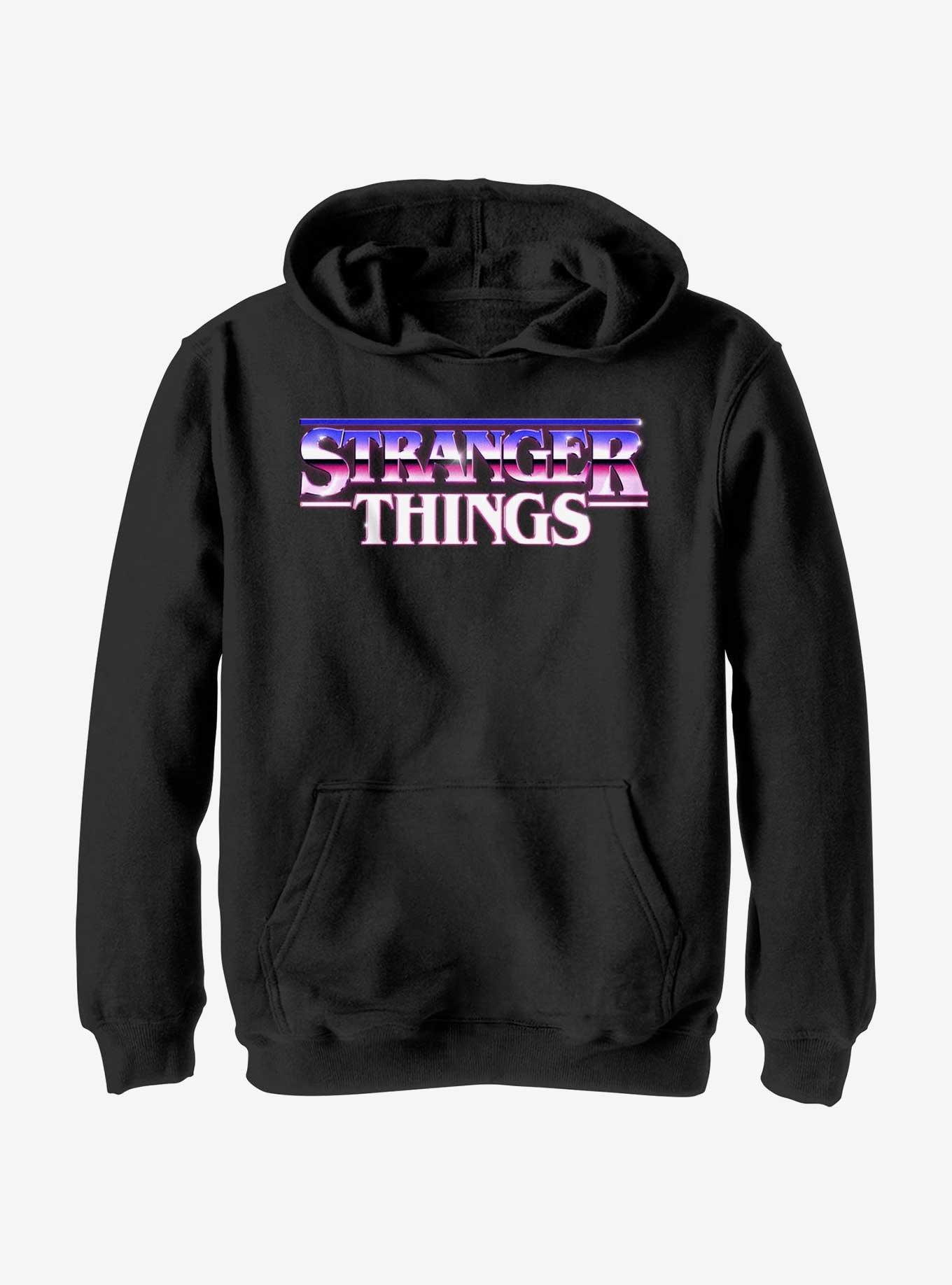 Stranger Things Metal Retro Logo Youth Hoodie, BLACK, hi-res