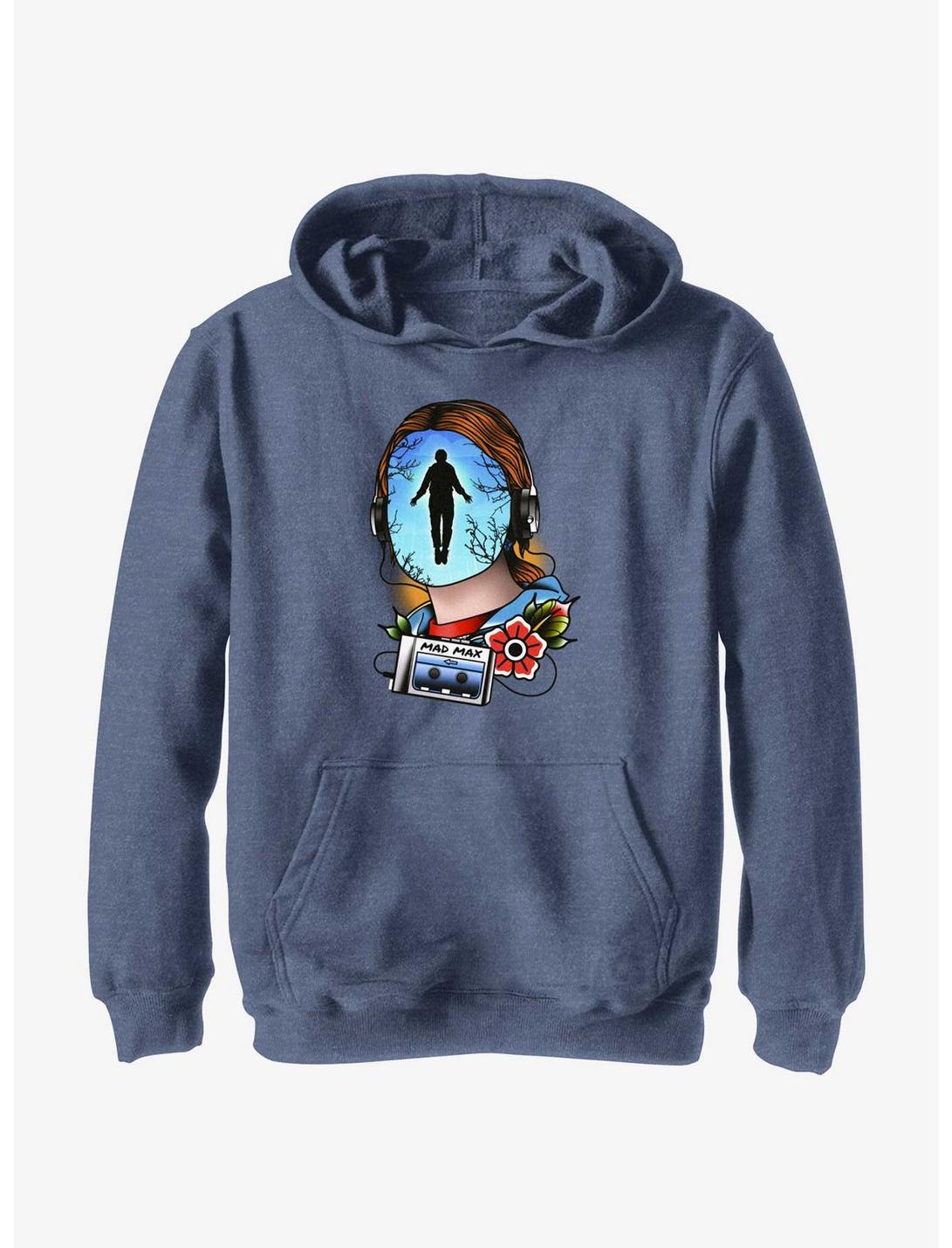 Stranger Things Tattoo Max Youth Hoodie, NAVY HTR, hi-res