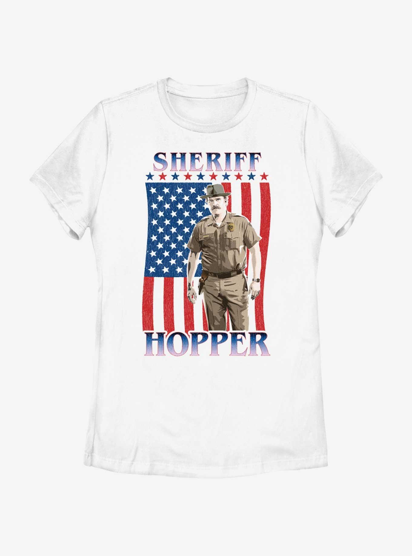 Stranger Things Sheriff Hopper On The 4Th Womens T-Shirt, WHITE, hi-res