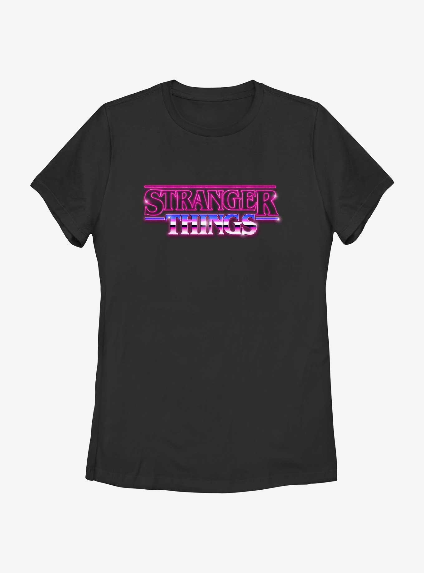 Stranger Things Logo Retro Womens T-Shirt, BLACK, hi-res
