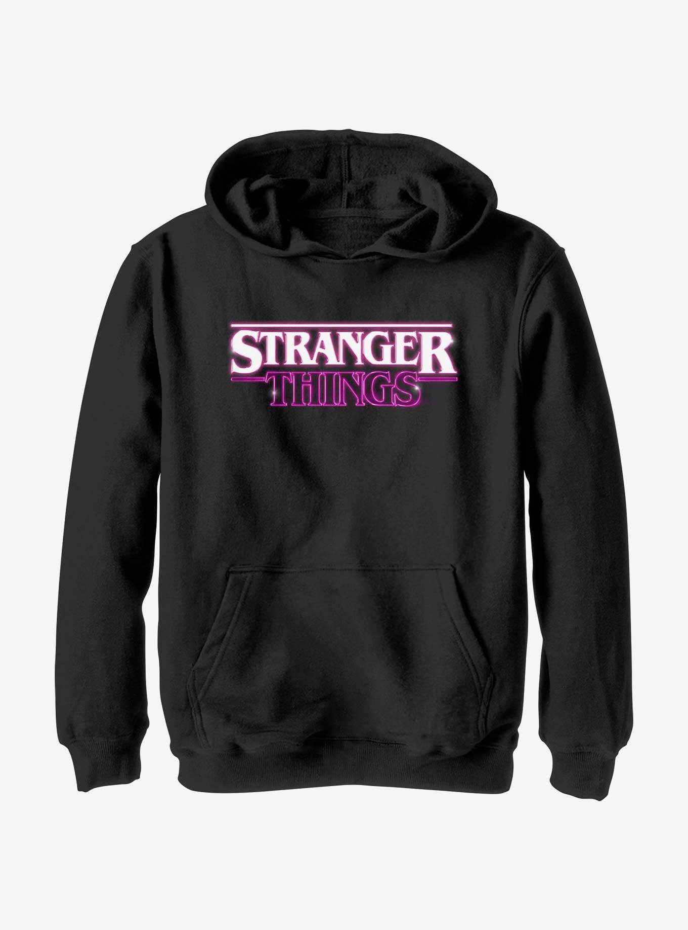 Stranger Things Logo Retro Youth Hoodie, BLACK, hi-res