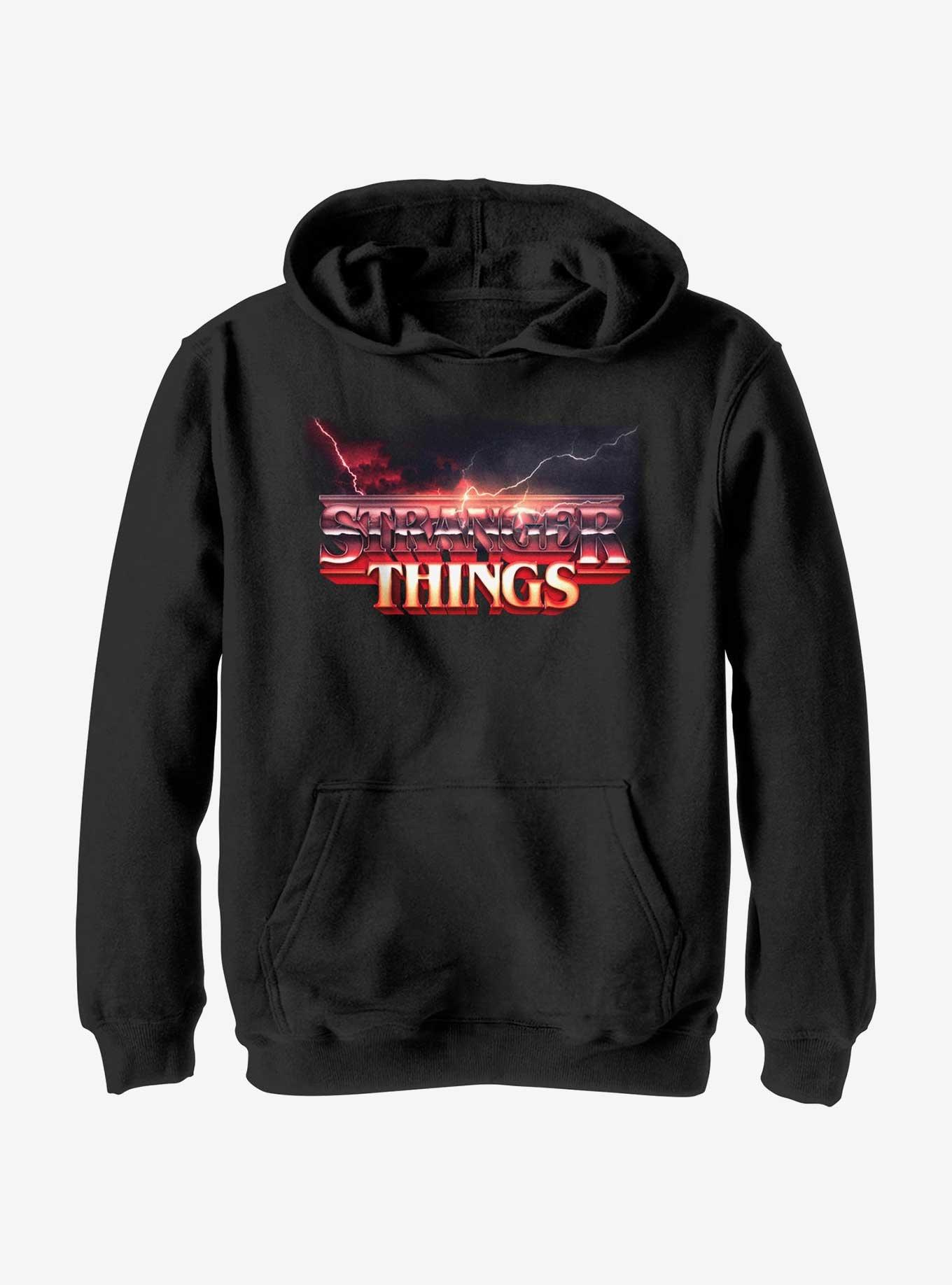 Stranger Things Storm Logo Youth Hoodie, BLACK, hi-res