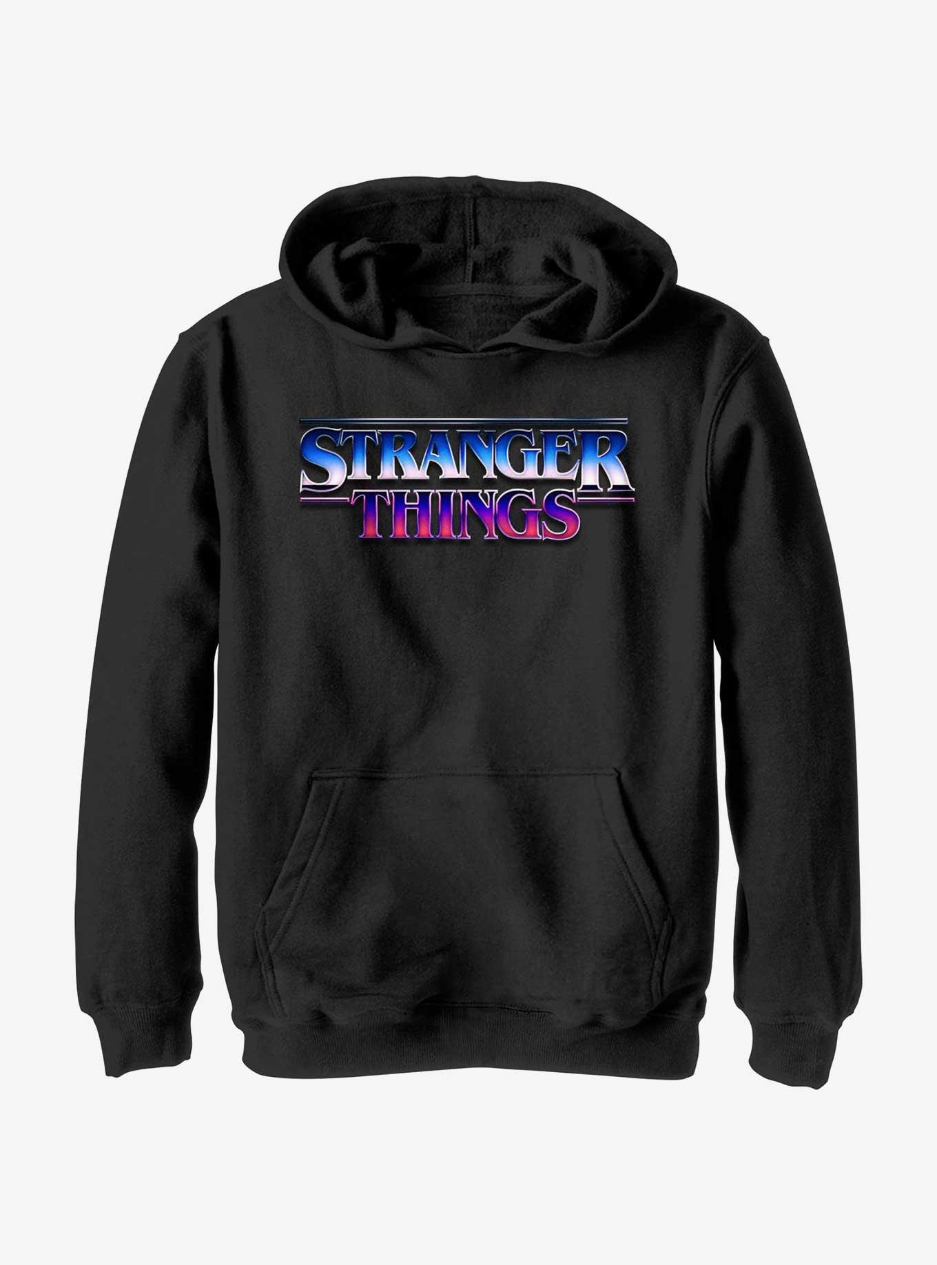 Stranger Things Metallic Logo Youth Hoodie, BLACK, hi-res