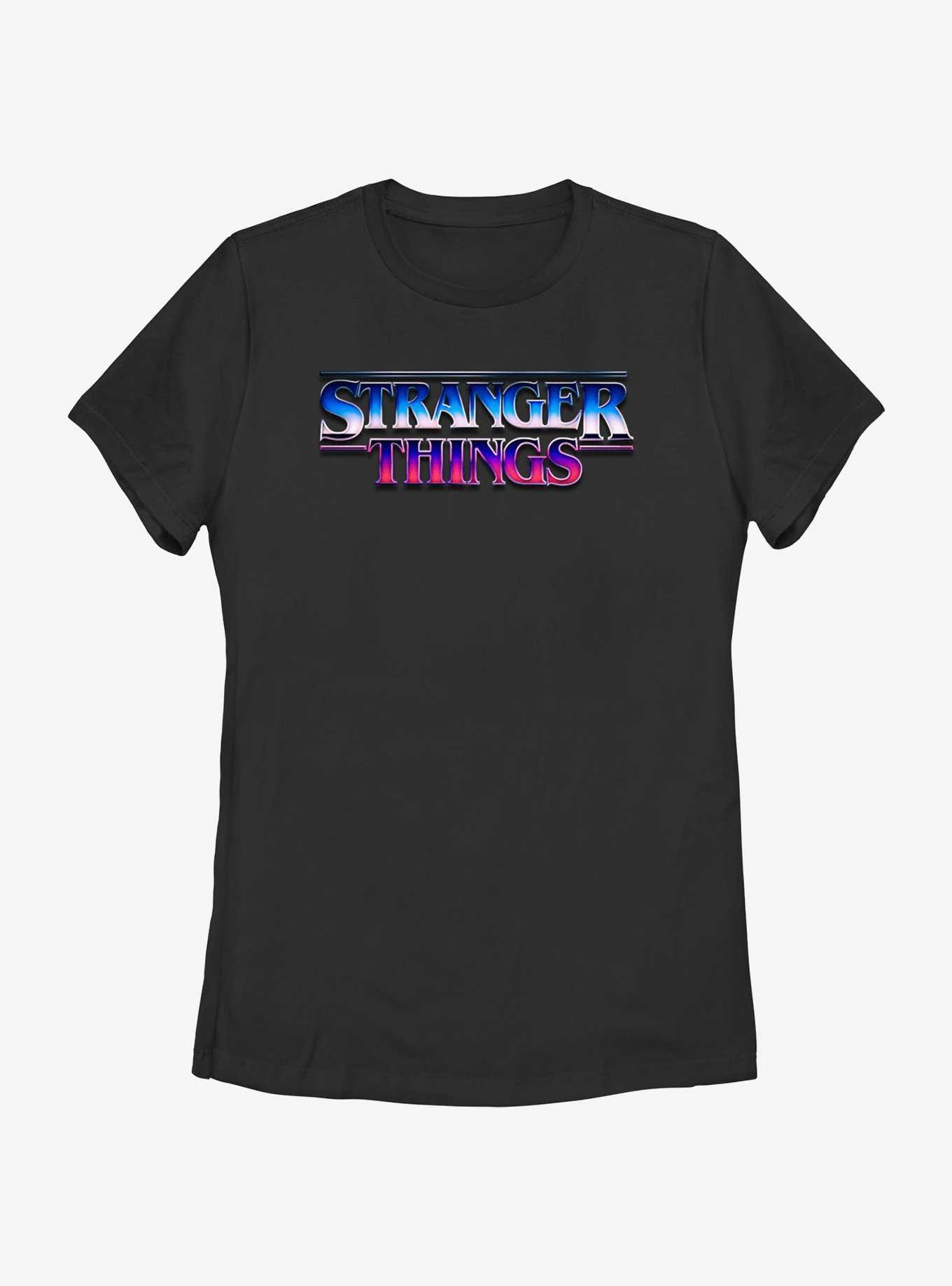 Stranger Things Metallic Logo Womens T-Shirt, BLACK, hi-res