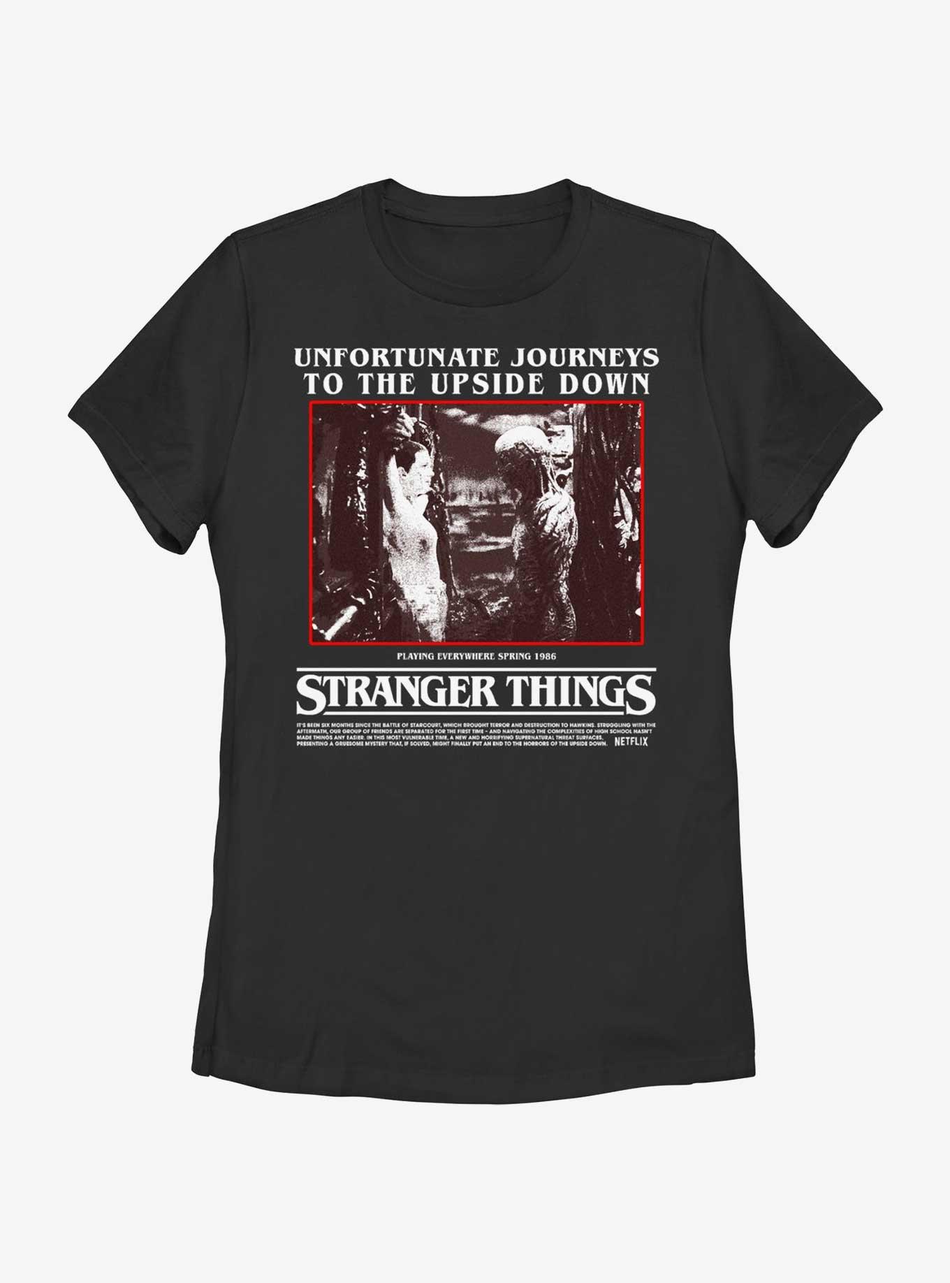 Stranger Things Unfortunate Journey Womens T-Shirt, BLACK, hi-res