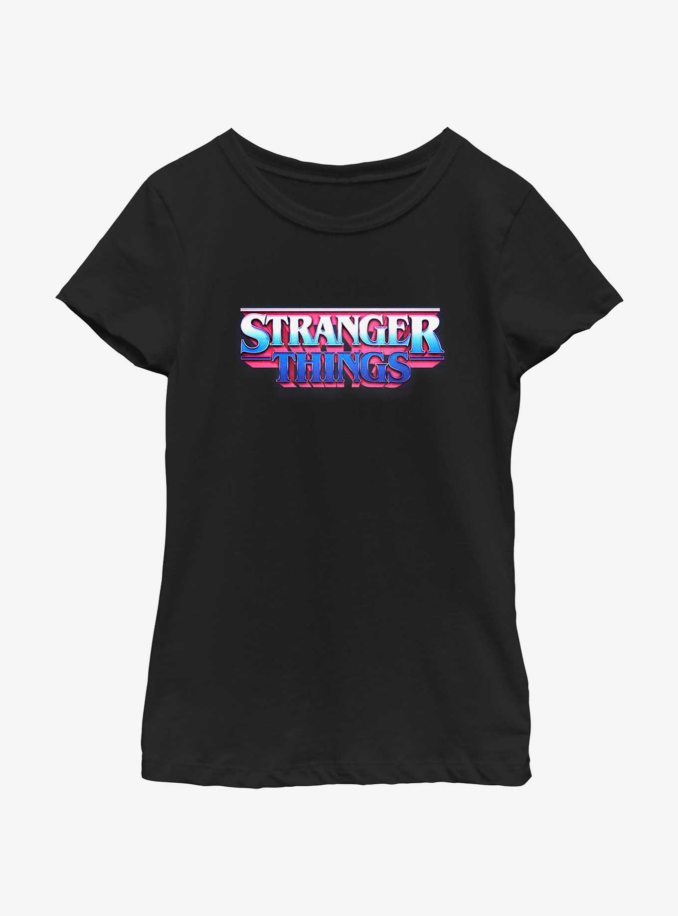 Stranger Things Retro Logo Youth Girls T-Shirt, BLACK, hi-res