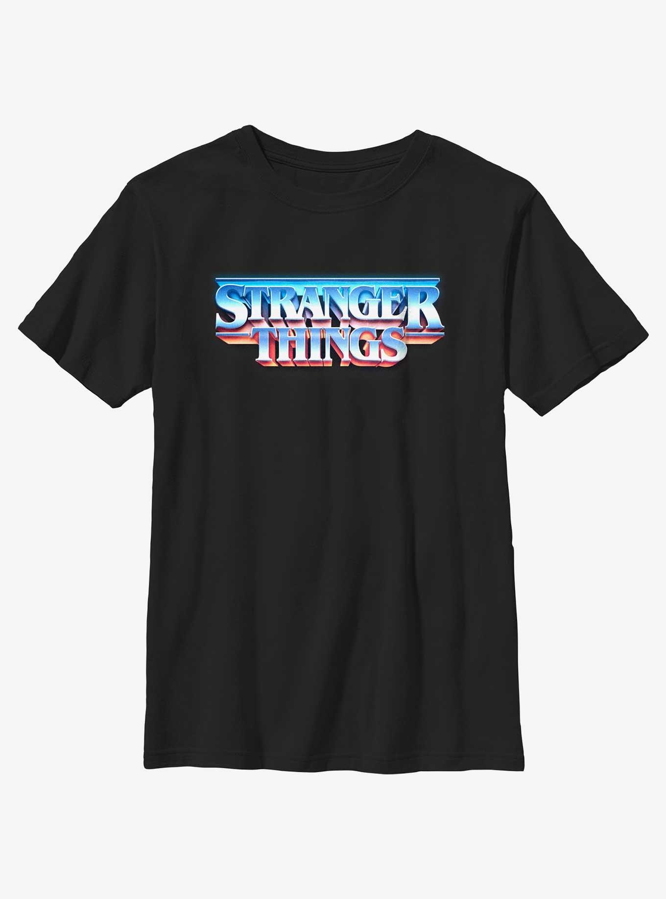 Stranger Things Metal Retro Logo Youth T-Shirt, BLACK, hi-res