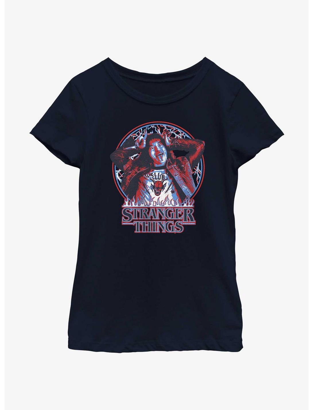 Stranger Things Eddie Munson Hellfire Allegiance Youth Girls T-Shirt, NAVY, hi-res