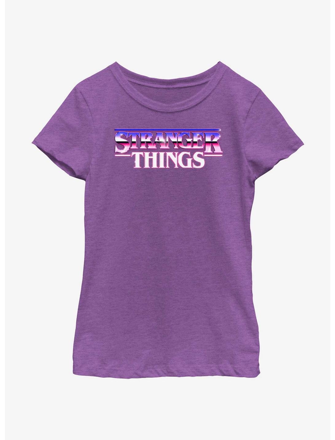Stranger Things Metal Retro Logo Youth Girls T-Shirt, PURPLE BERRY, hi-res