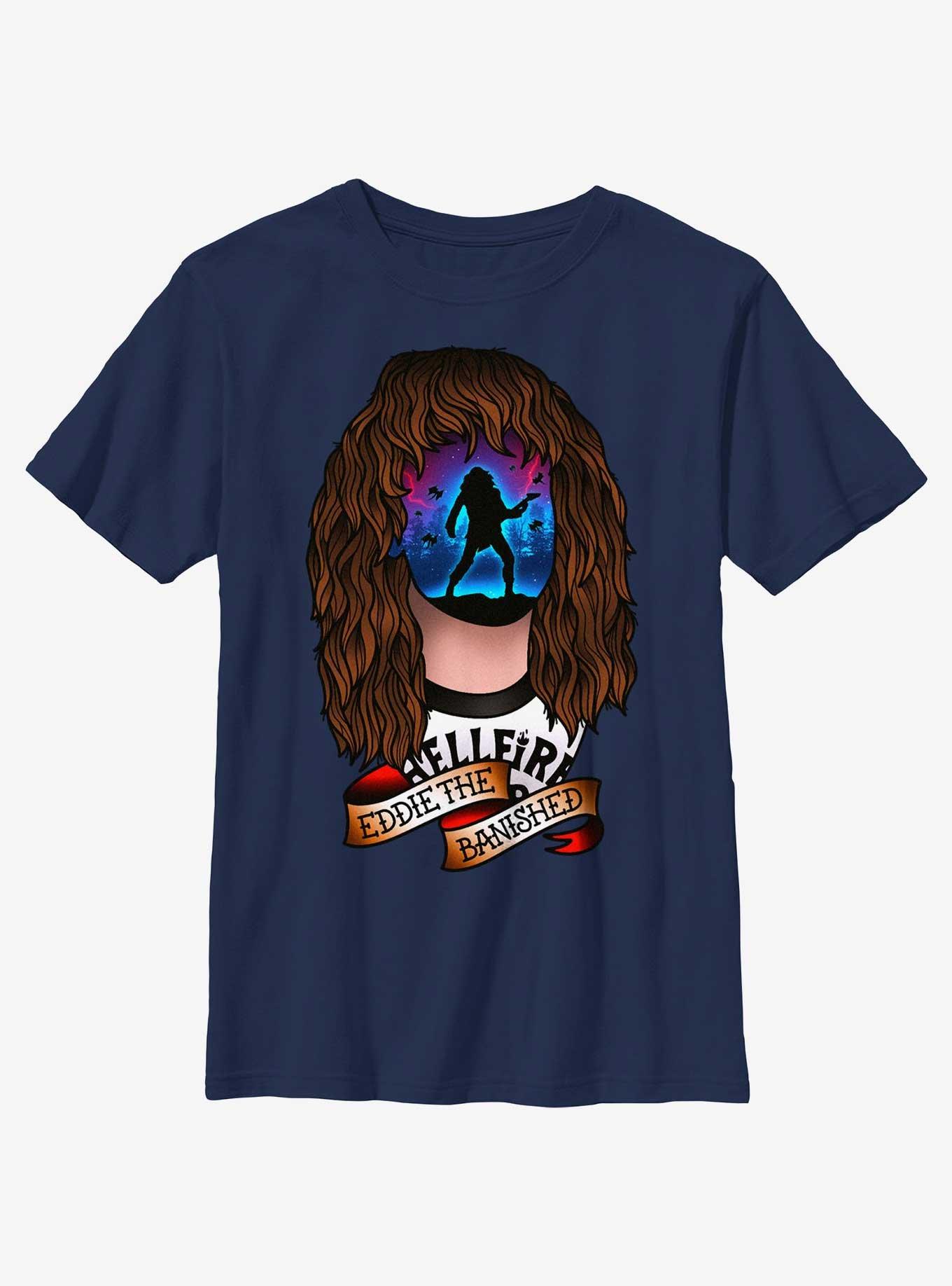 Stranger Things Tattoo Eddie Youth T-Shirt, NAVY, hi-res