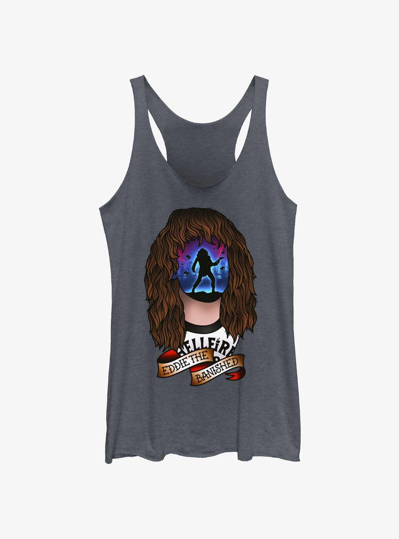 Stranger Things Tattoo Eddie Womens Tank Top, NAVY HTR, hi-res