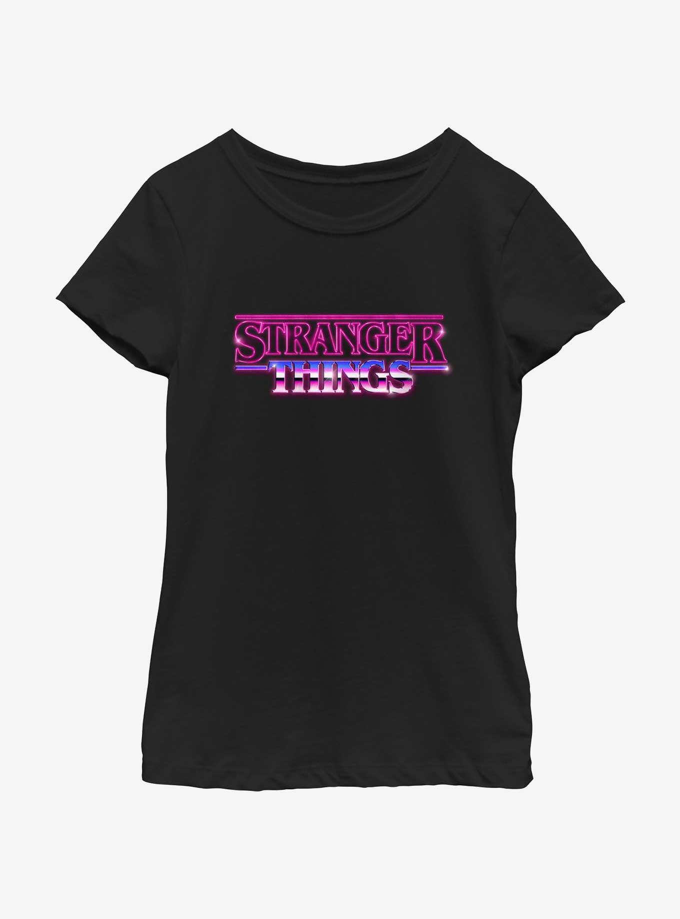 Stranger Things Logo Retro Youth Girls T-Shirt, BLACK, hi-res