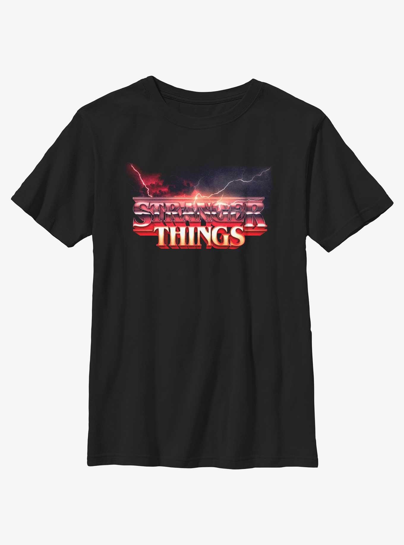 Stranger Things Storm Logo Youth T-Shirt, BLACK, hi-res