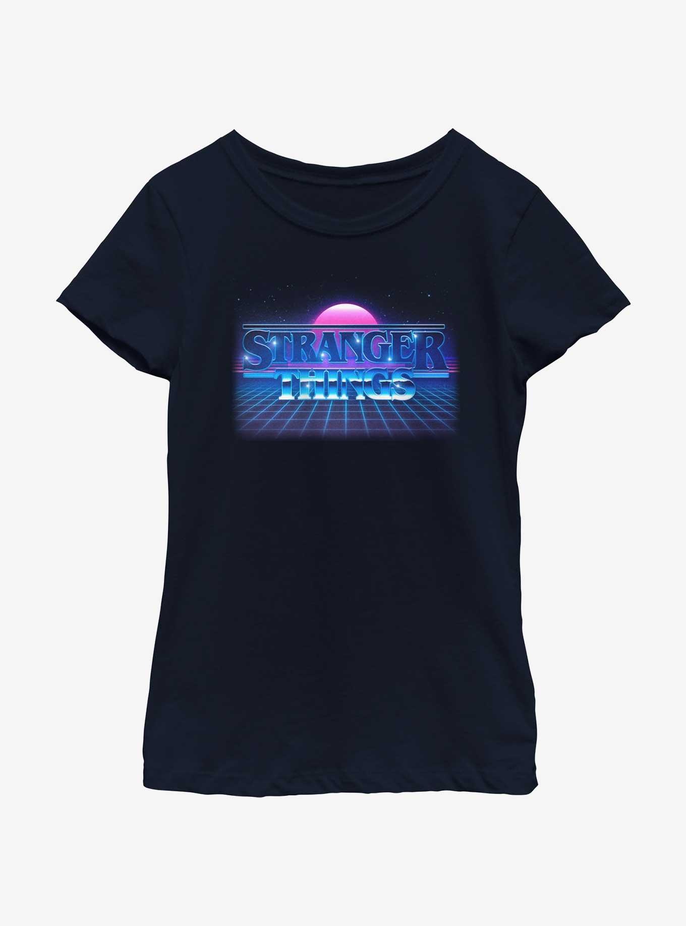 Stranger Things Retro Sun Logo Youth Girls T-Shirt, , hi-res