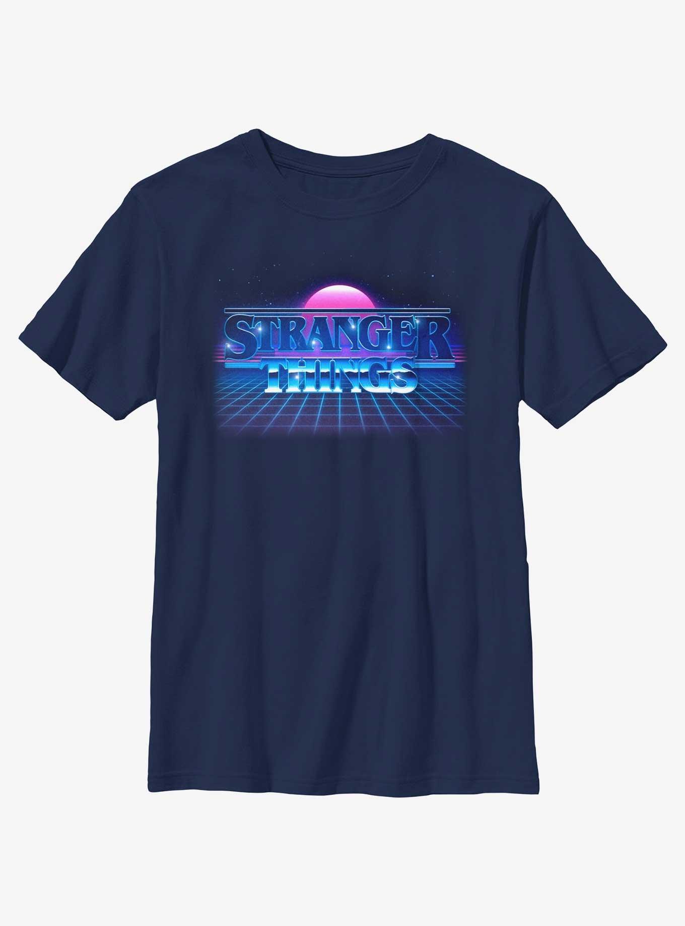 Stranger Things Retro Sun Logo Youth T-Shirt, BLACK, hi-res