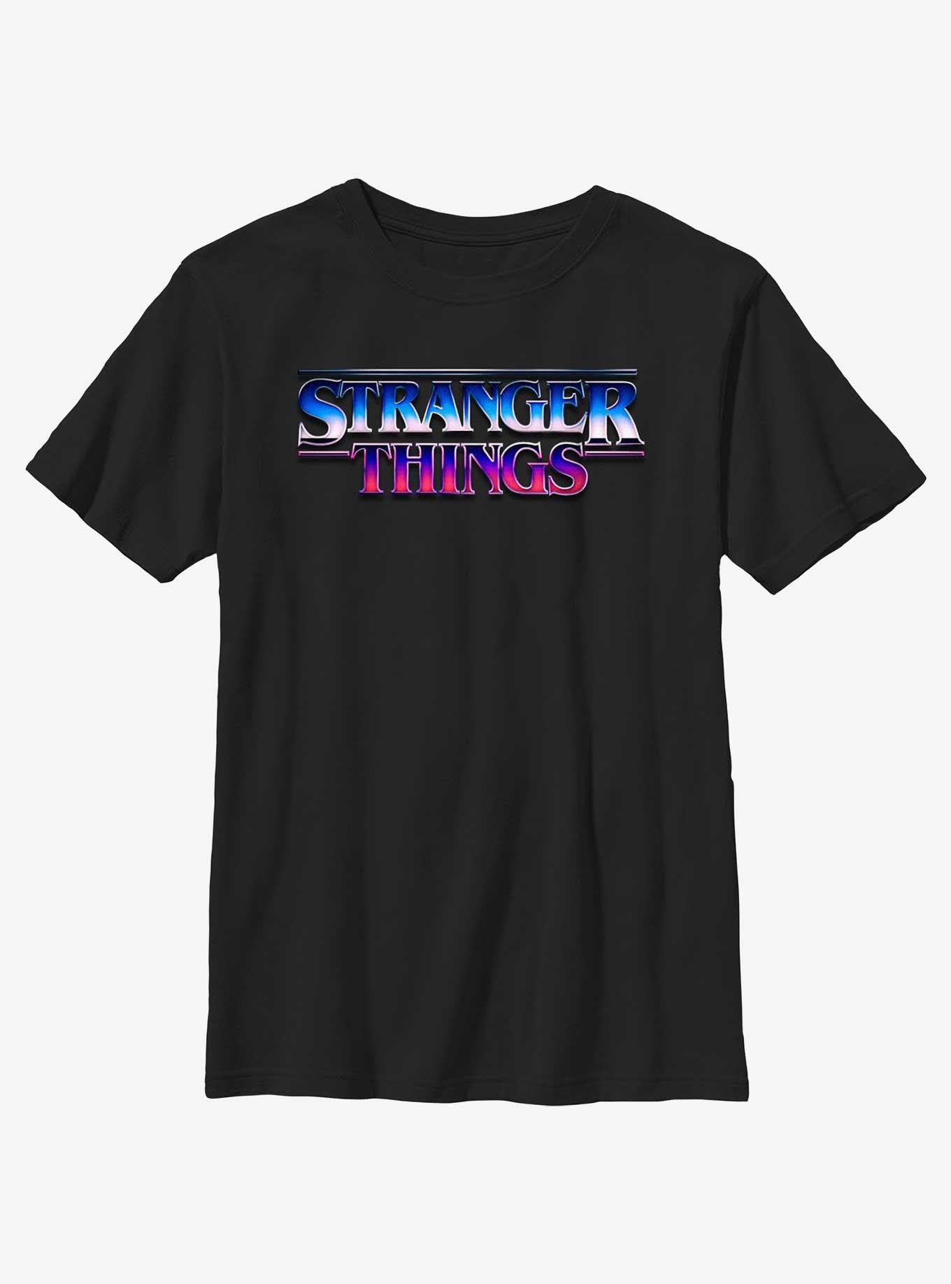 Stranger Things Metallic Logo Youth T-Shirt, BLACK, hi-res