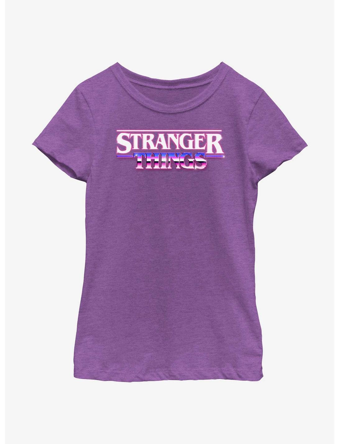 Stranger Things Metallic Logo Youth Girls T-Shirt, PURPLE BERRY, hi-res