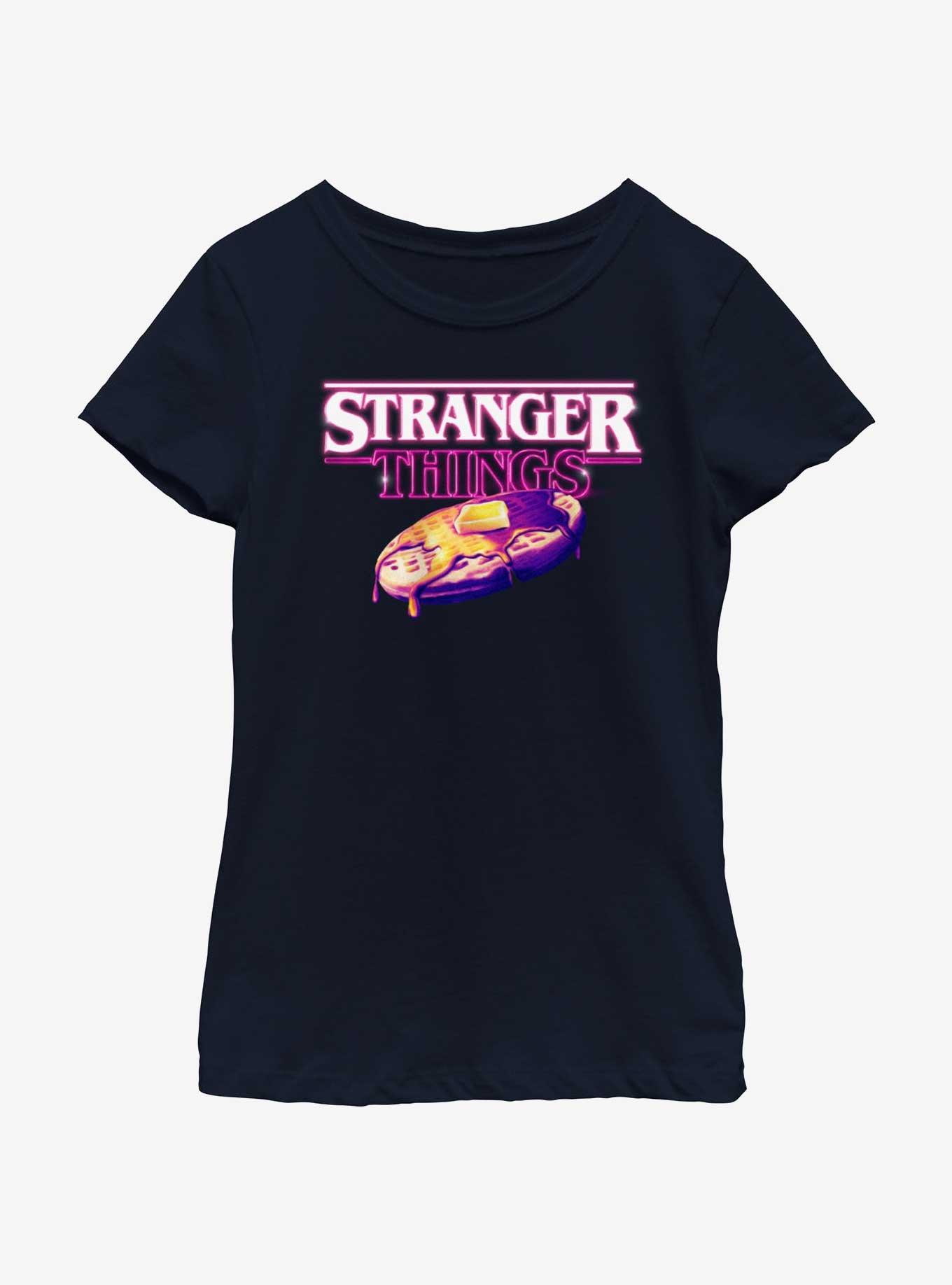 Stranger Things Retro Waffle Logo Youth Girls T-Shirt, NAVY, hi-res