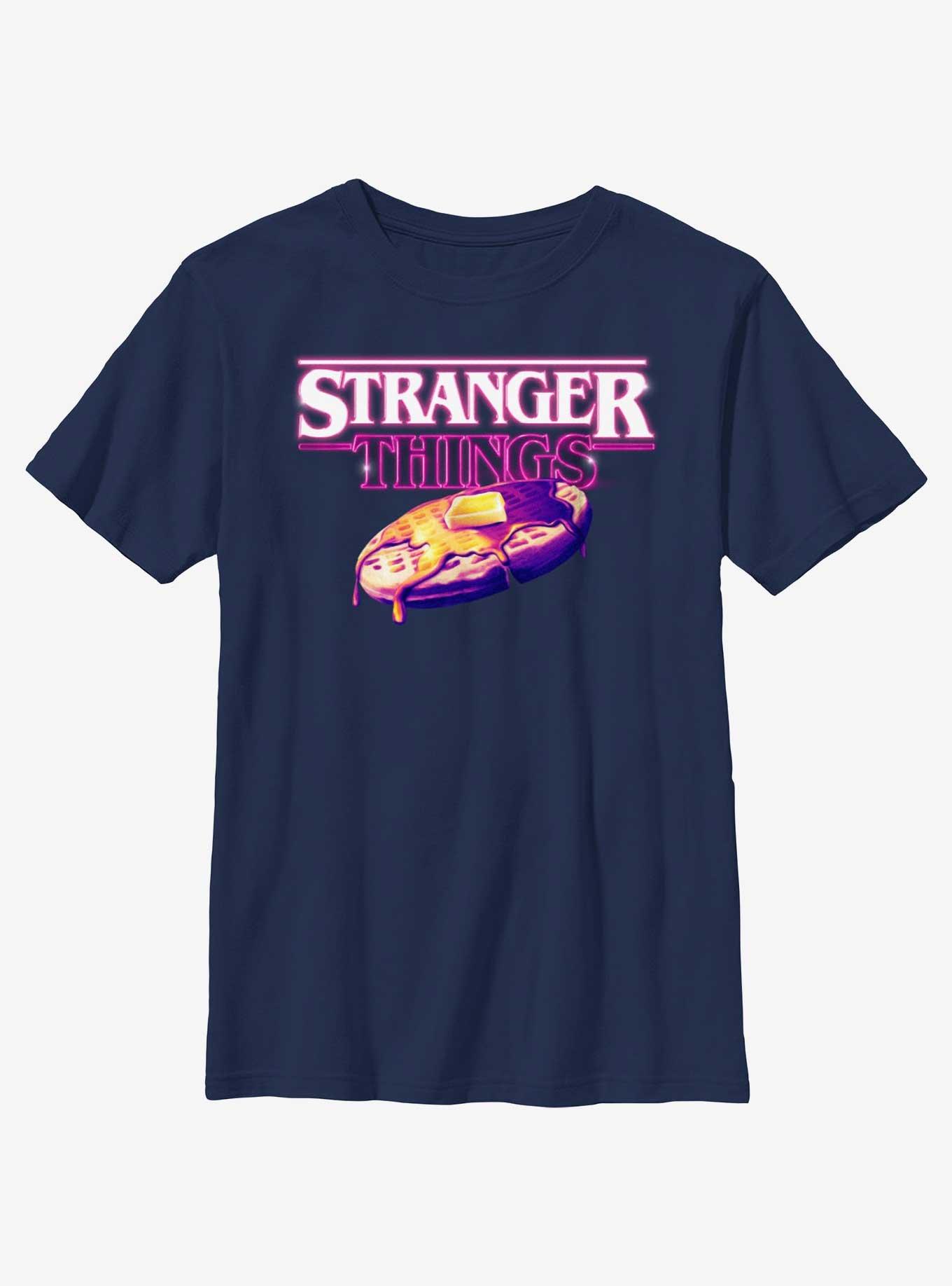 Stranger Things Retro Waffle Logo Youth T-Shirt, NAVY, hi-res