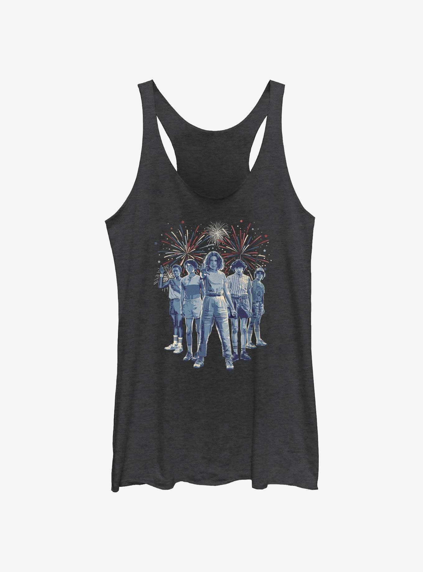 Stranger Things Group Fireworks Womens Tank Top, , hi-res