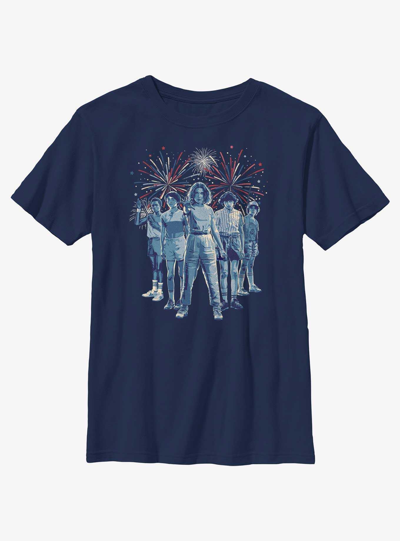 Stranger Things Group Fireworks Youth T-Shirt, , hi-res