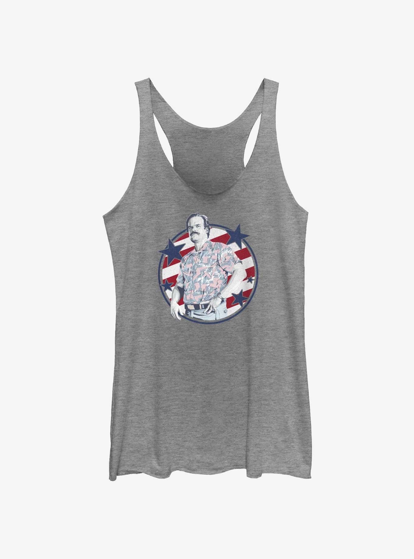 Stranger Things Hopper Stars And Stripes Womens Tank Top, GRAY HTR, hi-res