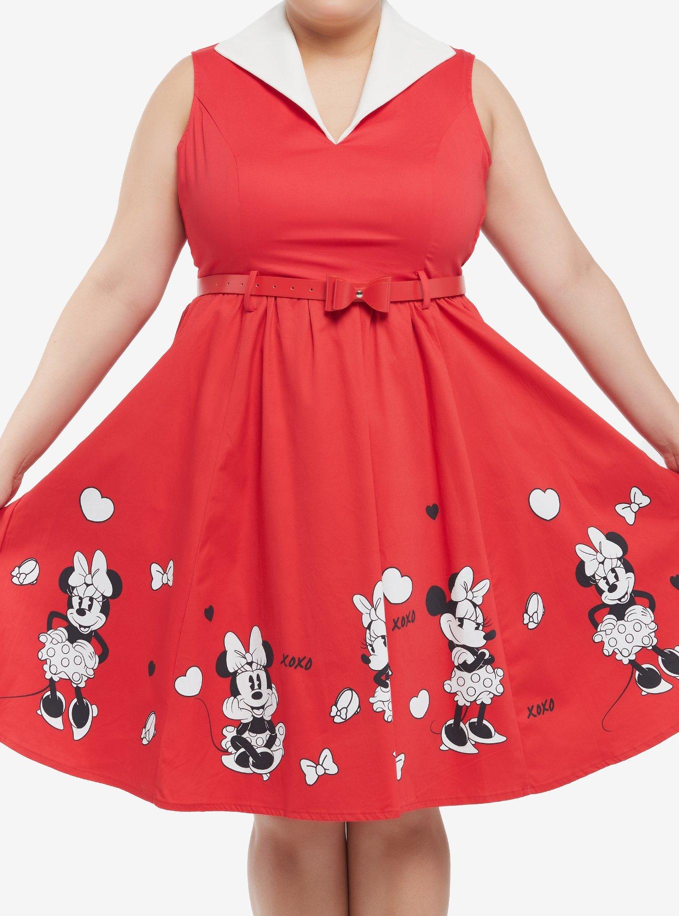 Her Universe Disney Minnie Mouse Retro Dress With Belt Plus Size Her Universe Exclusive, MULTI, hi-res