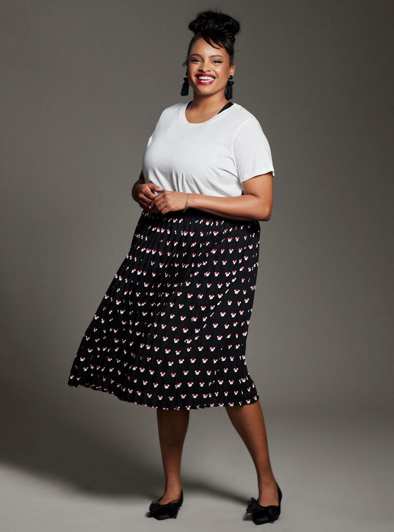 Her Universe Disney Minnie Mouse Pleated Midi Skirt Plus Size Her Universe Exclusive, MULTI, hi-res