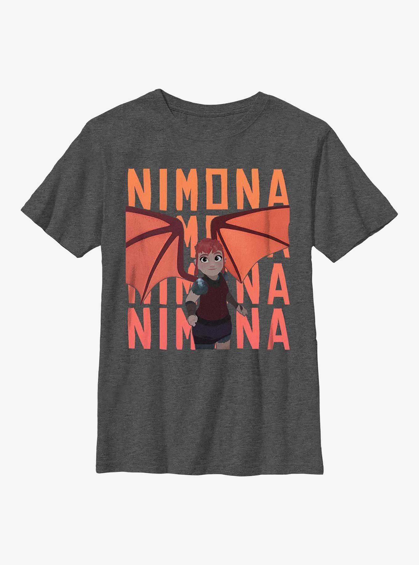 Nimona Stack Youth T-Shirt, CHAR HTR, hi-res