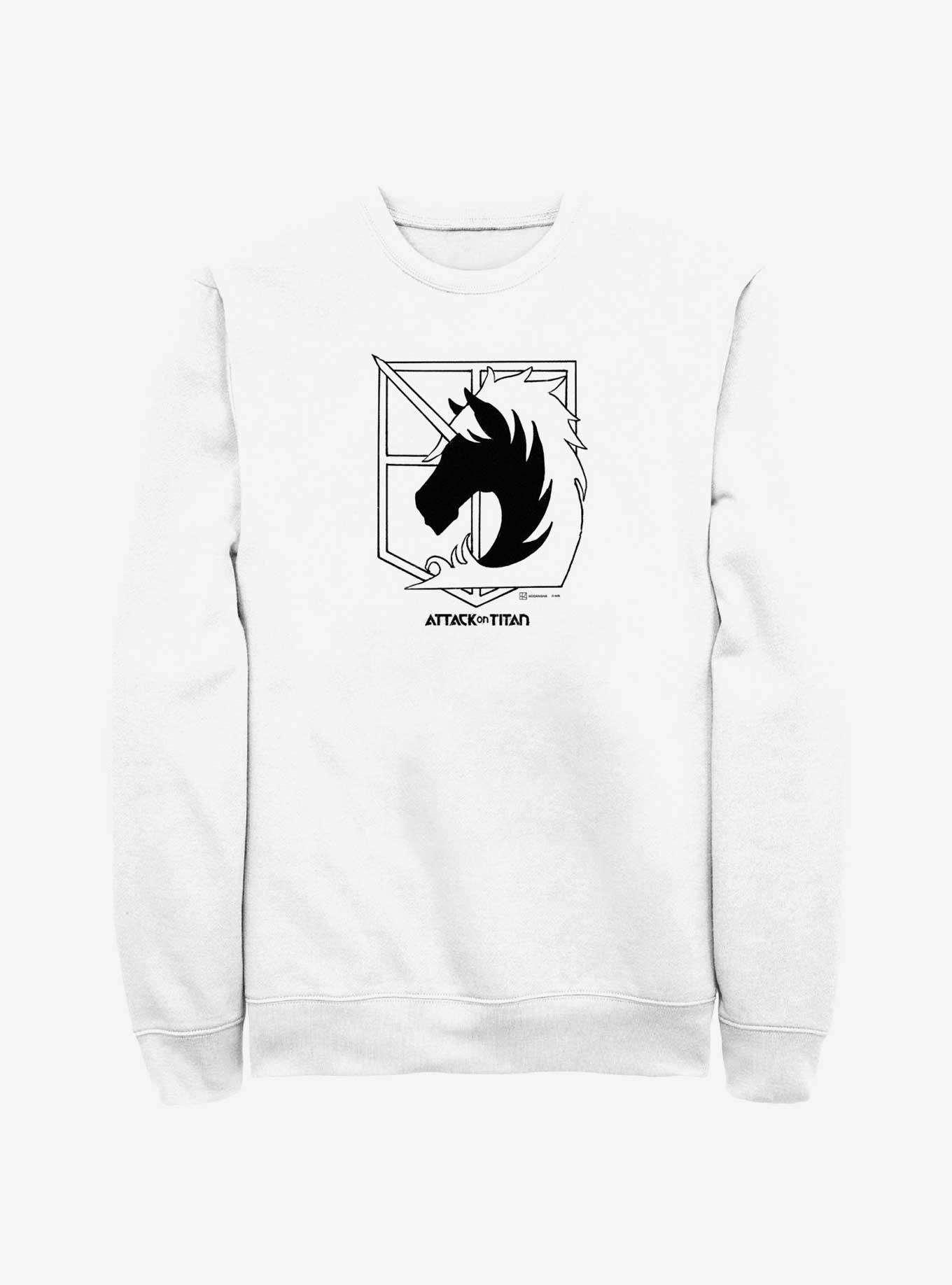 Attack On Titan Military Police Brigade Title Logo Sweatshirt, WHITE, hi-res