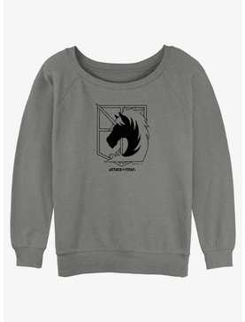 Attack On Titan Military Police Brigade Title Logo Girls Slouchy Sweatshirt, , hi-res