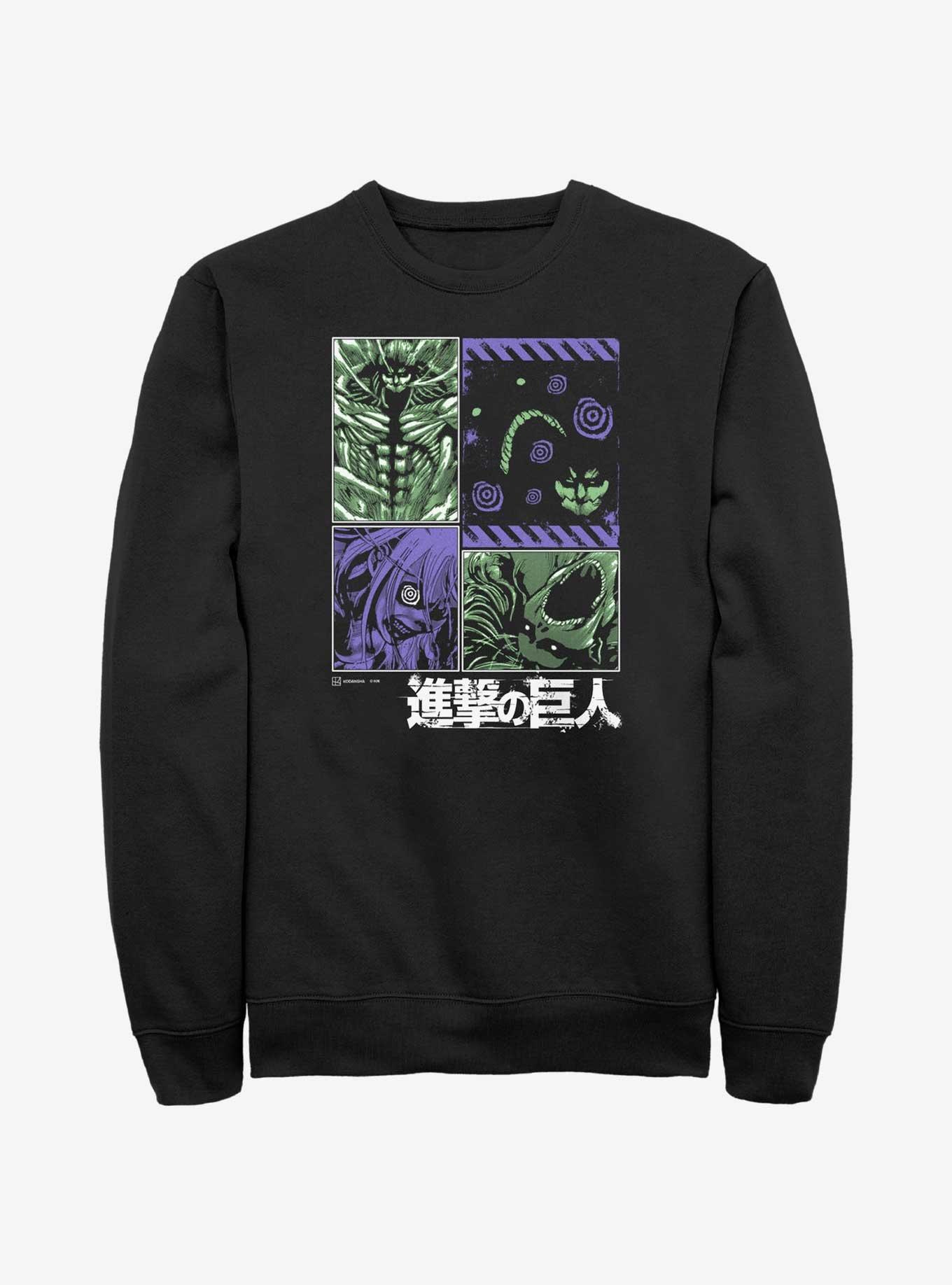 Attack On Titan Titans Manga Panels Sweatshirt, BLACK, hi-res