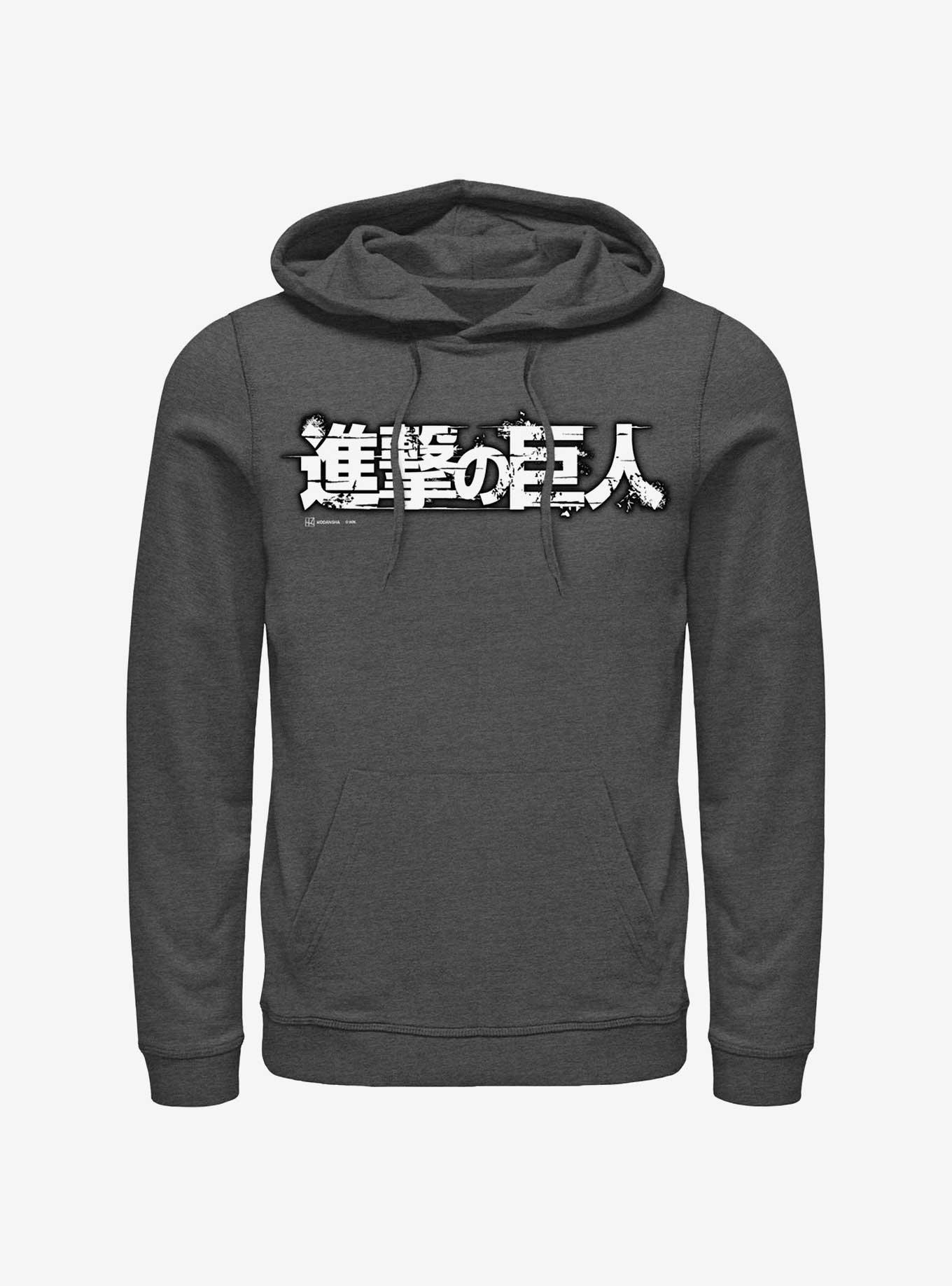 Attack On Titan Japanese Manga Logo Hoodie, CHAR HTR, hi-res