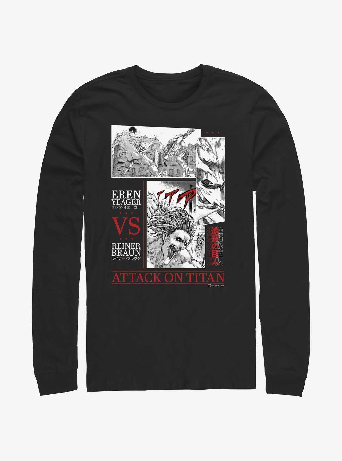 Attack On Titan Eren Yeager Vs Reiner Braun Long-Sleeve T-Shirt, , hi-res