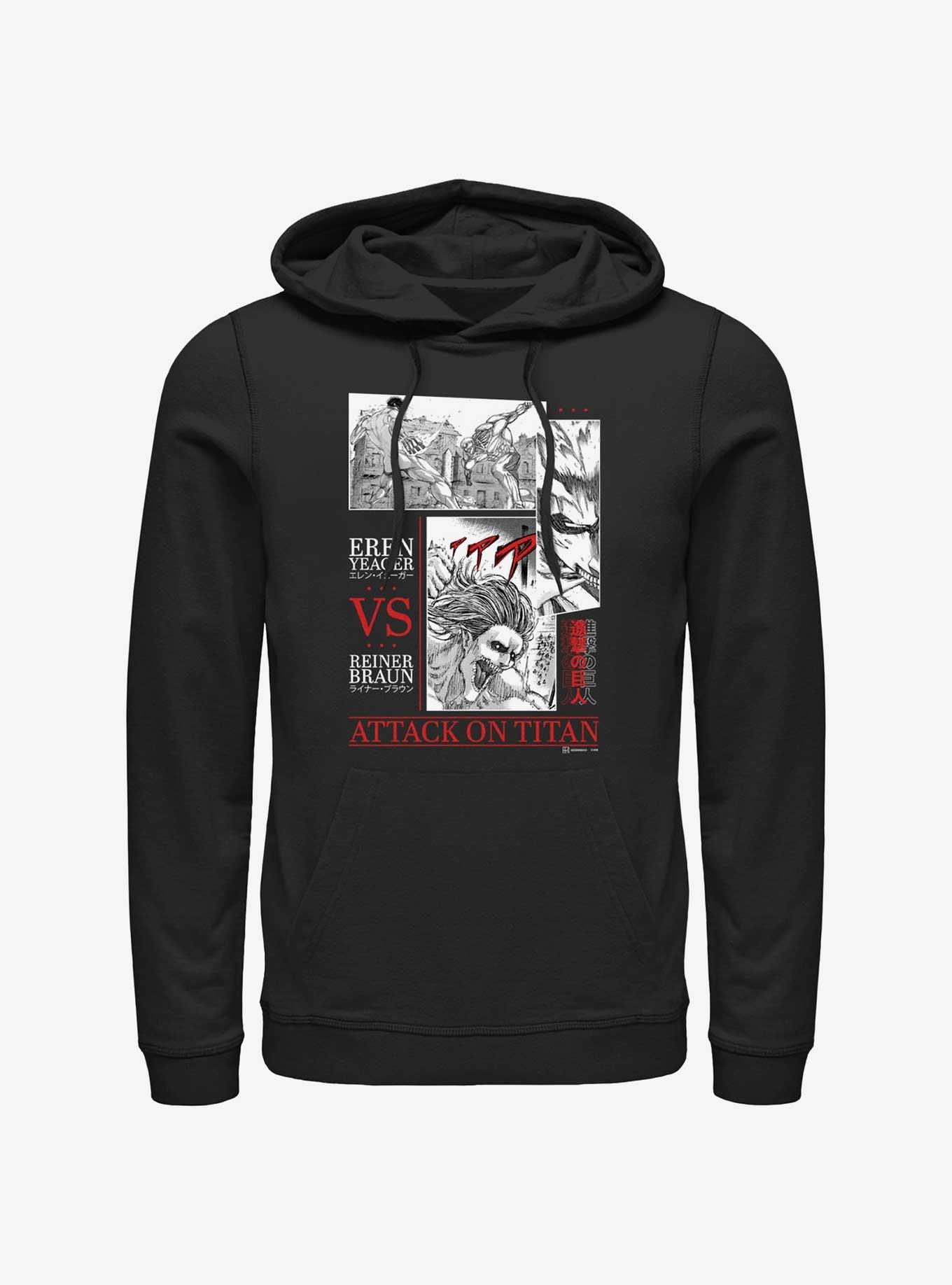 Attack On Titan Eren Yeager Vs Reiner Braun Hoodie - BLACK | Hot Topic