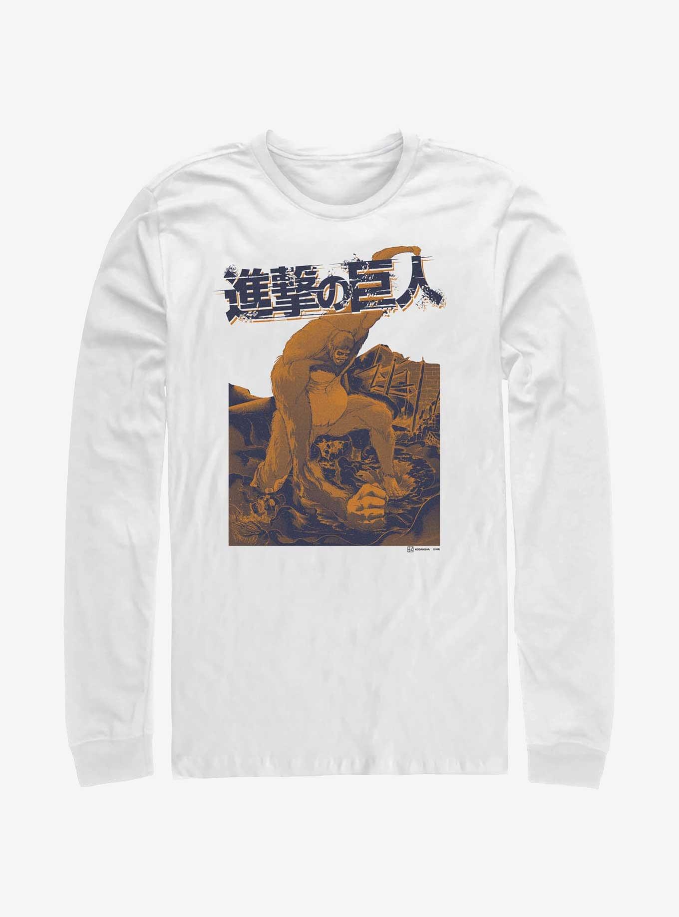 Attack On Titan Beast Titan Long-Sleeve T-Shirt, WHITE, hi-res