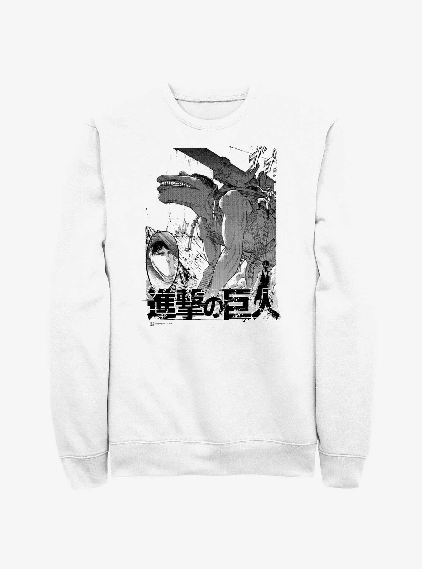 Attack On Titan Cart Titan Demolition Sweatshirt, WHITE, hi-res