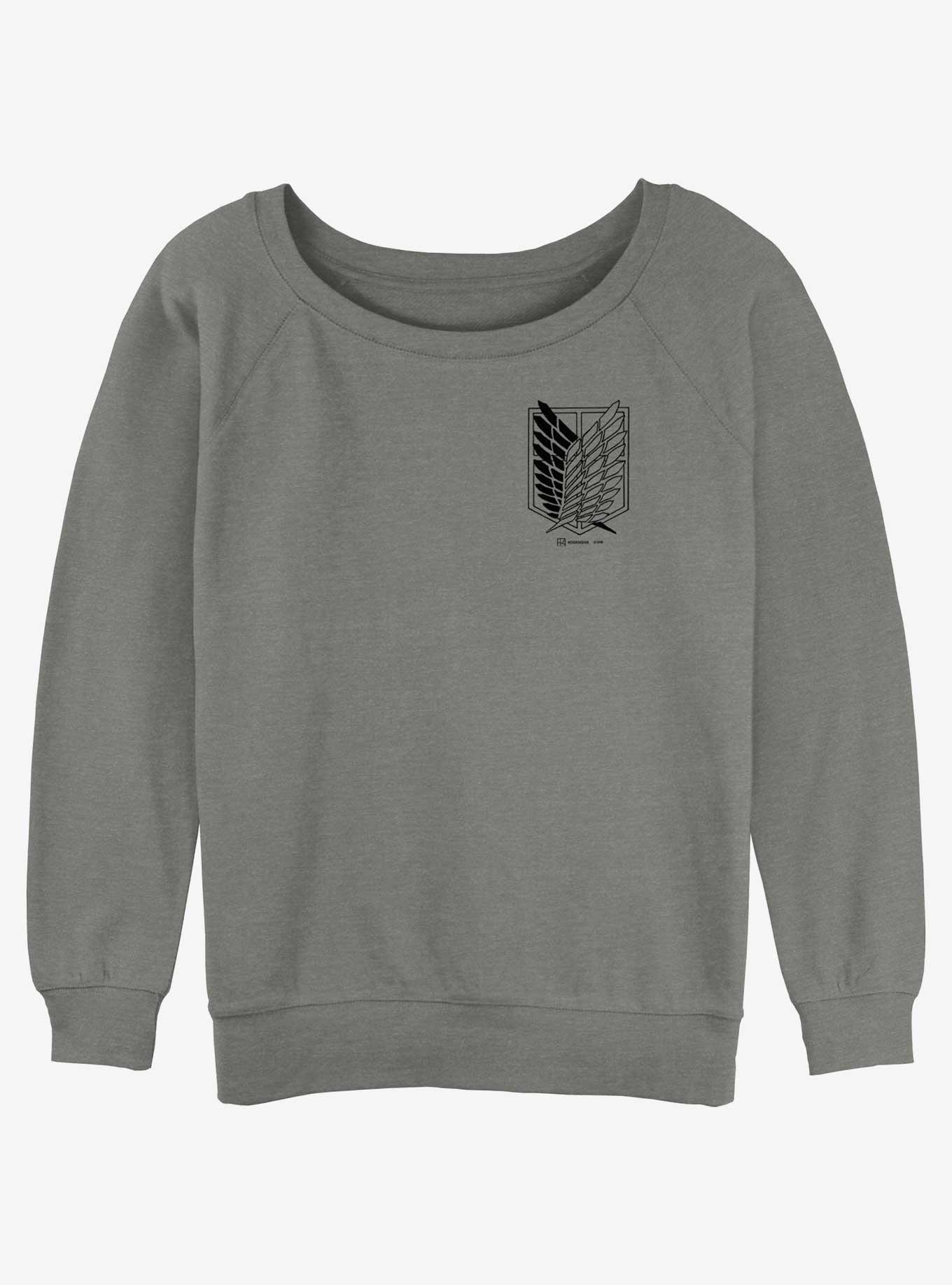 Attack On Titan Corner Scout Regiment Girls Slouchy Sweatshirt, GRAY HTR, hi-res