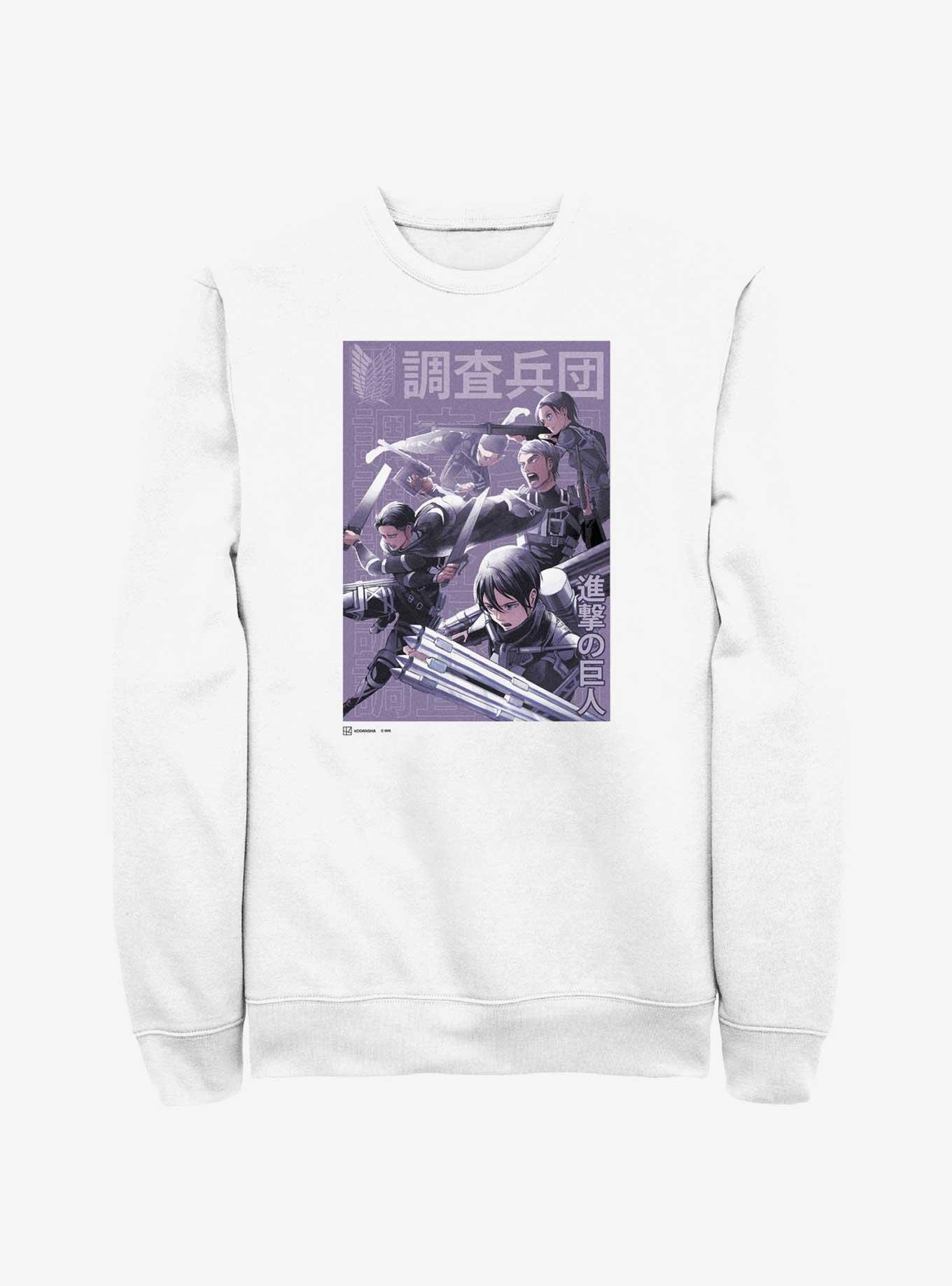 Attack On Titan Scout Regiment Fight Sweatshirt, WHITE, hi-res