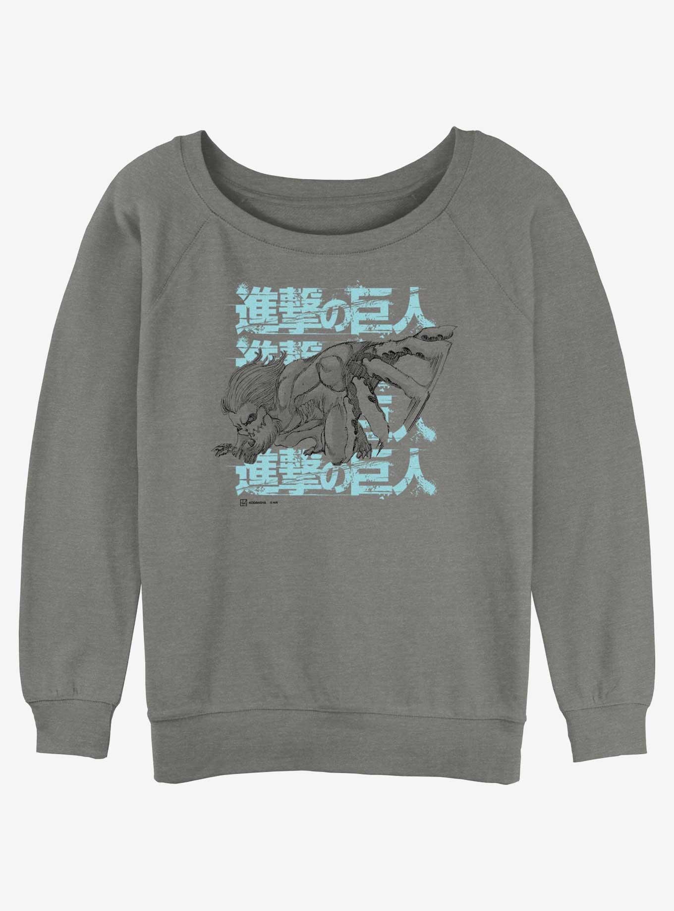 Attack On Titan Jaw Titan Stack Girls Slouchy Sweatshirt