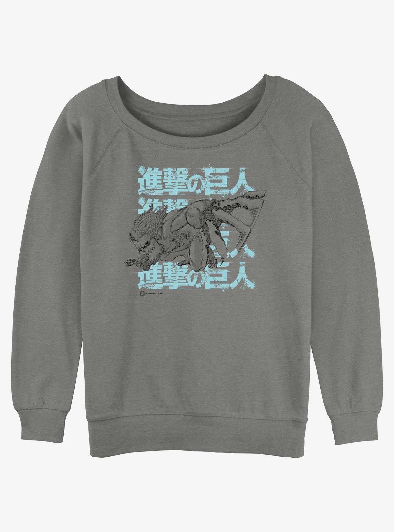 Attack On Titan Jaw Titan Stack Girls Slouchy Sweatshirt, , hi-res