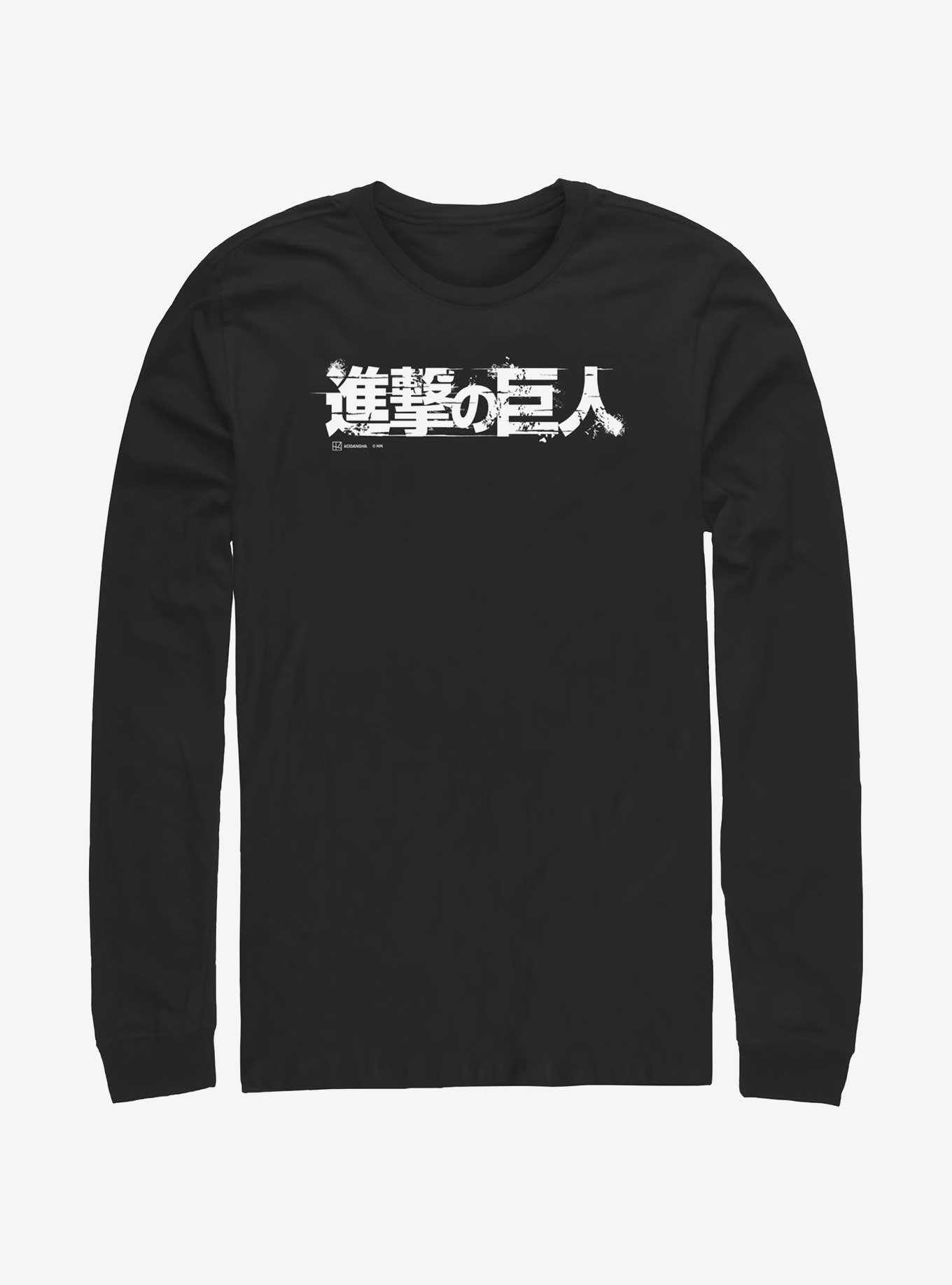 Attack On Titan Japanese Logo Long-Sleeve T-Shirt, , hi-res
