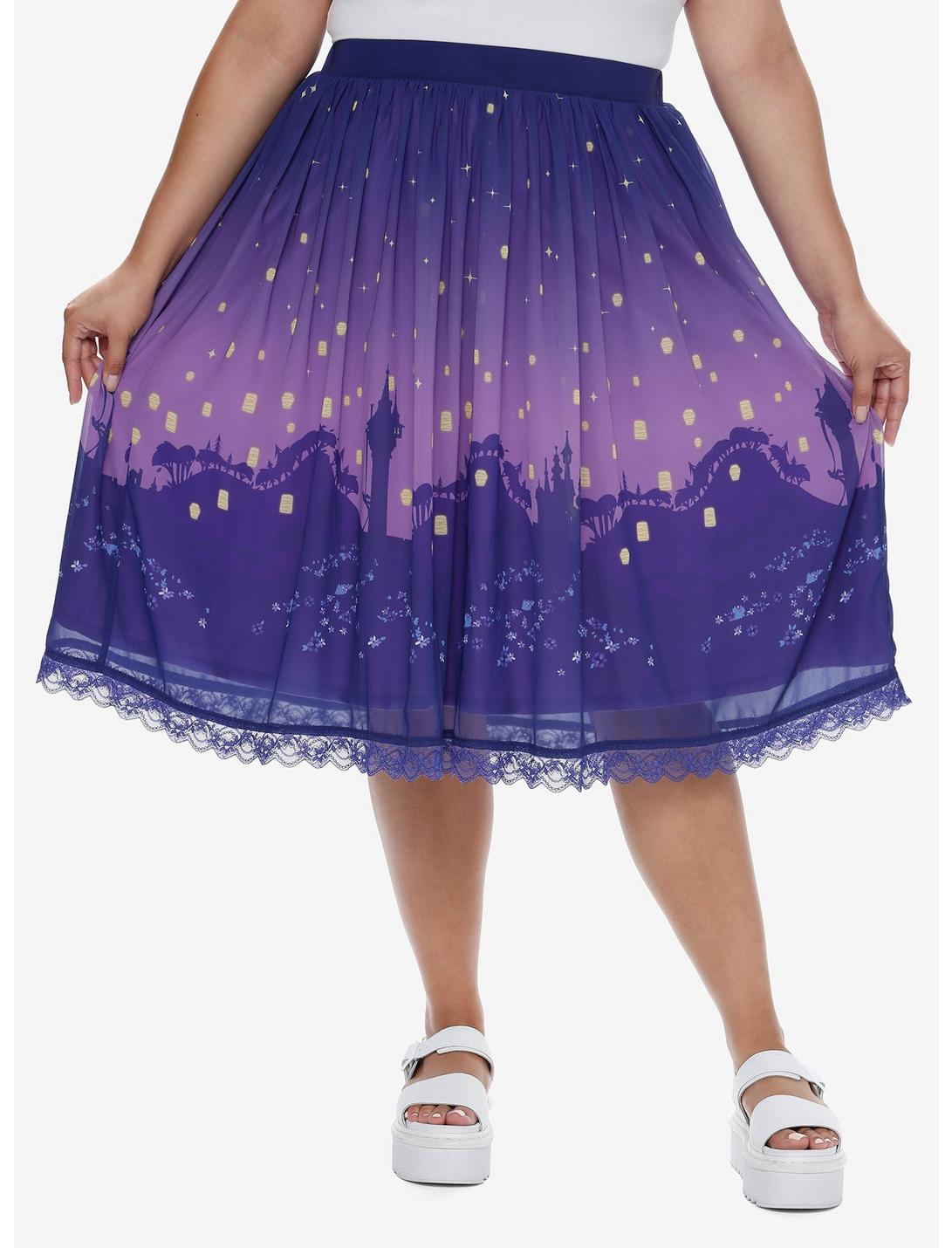 Disney Tangled Lanterns Midi Skirt Plus Size, MULTI, hi-res