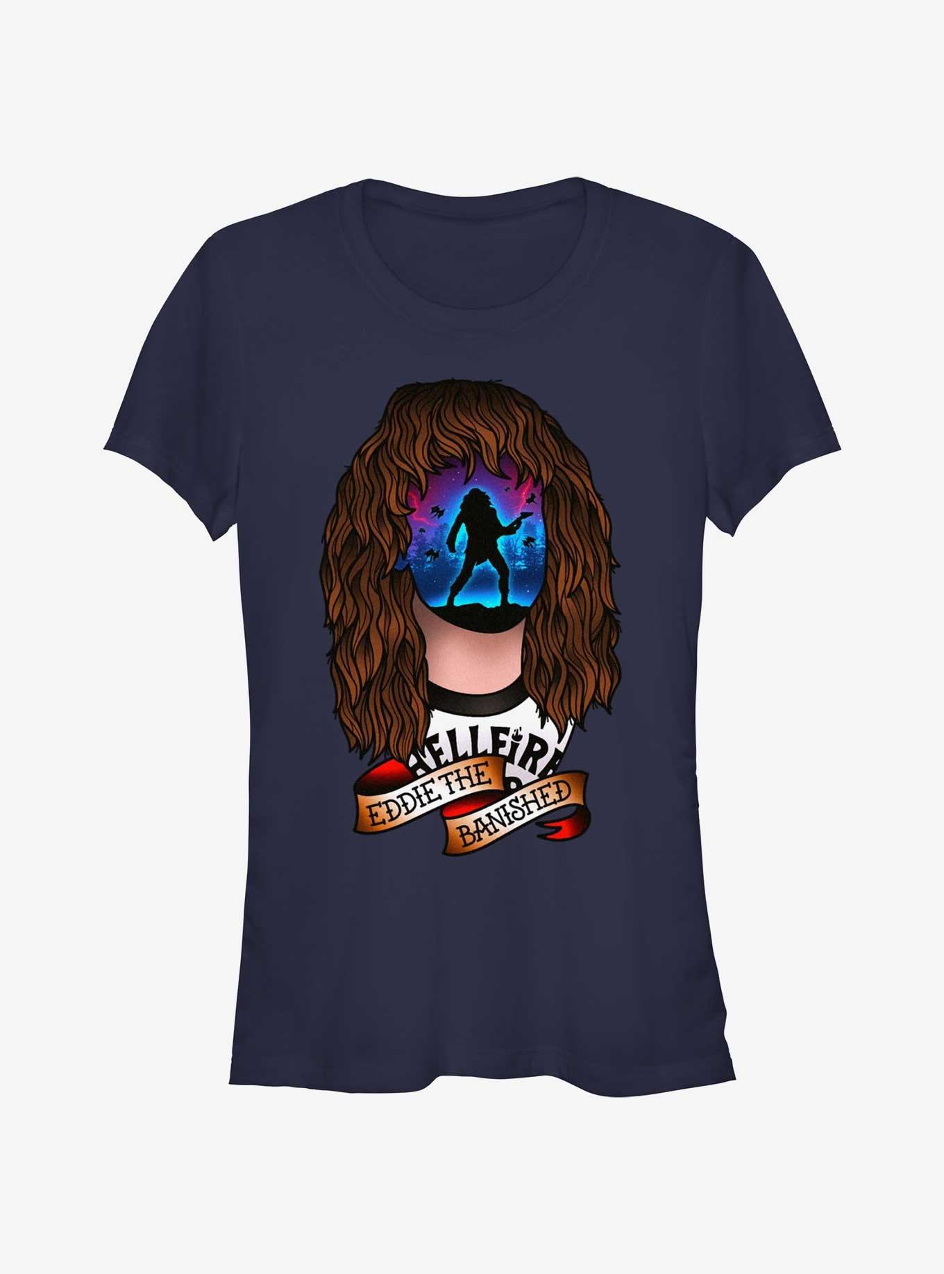 Stranger Things Tattoo Eddie Girls T-Shirt, NAVY, hi-res