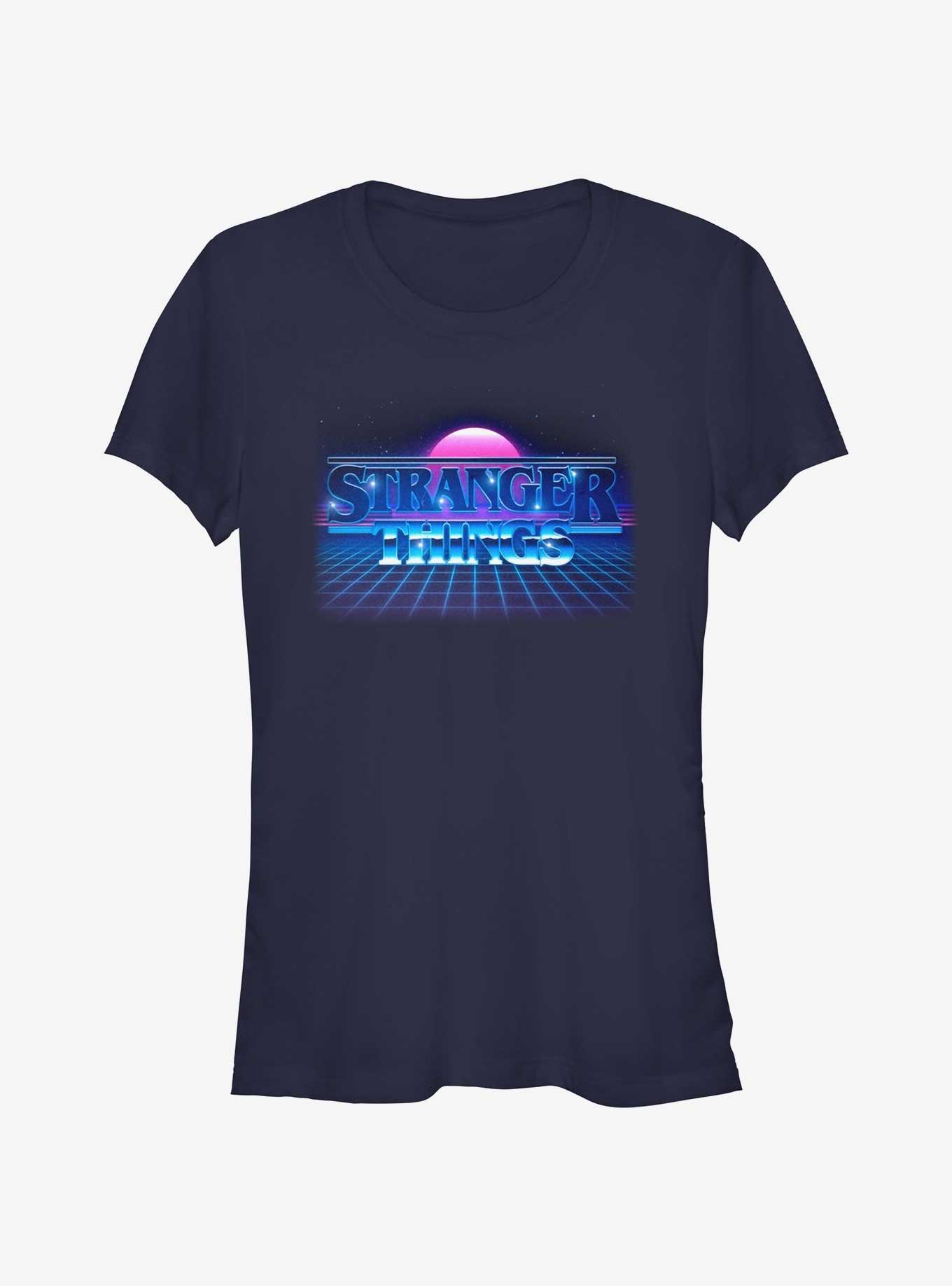Stranger Things Retro Sun Logo Girls T-Shirt, BLACK, hi-res