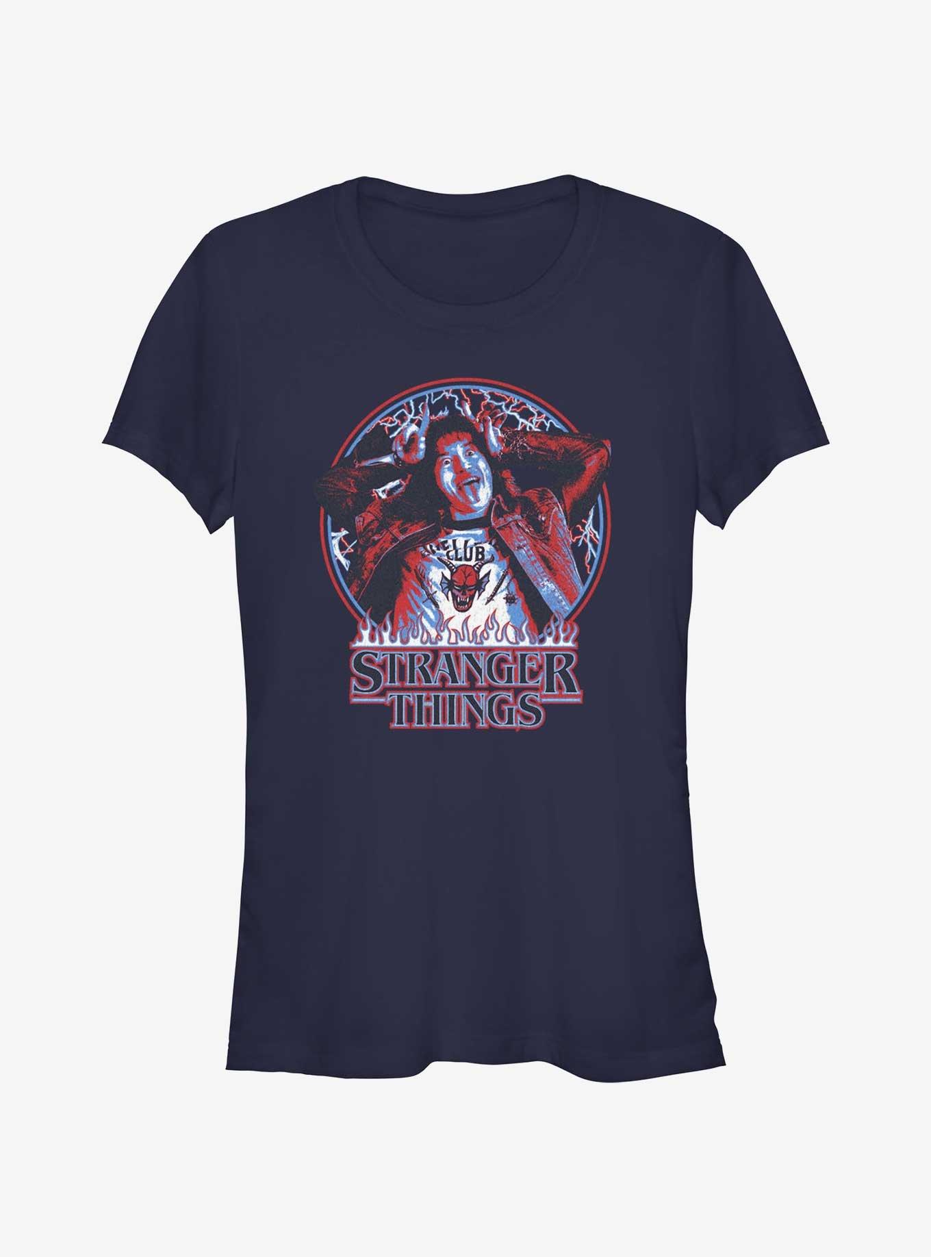 Stranger Things Eddie Munson Hellfire Allegiance Girls T-Shirt, NAVY, hi-res